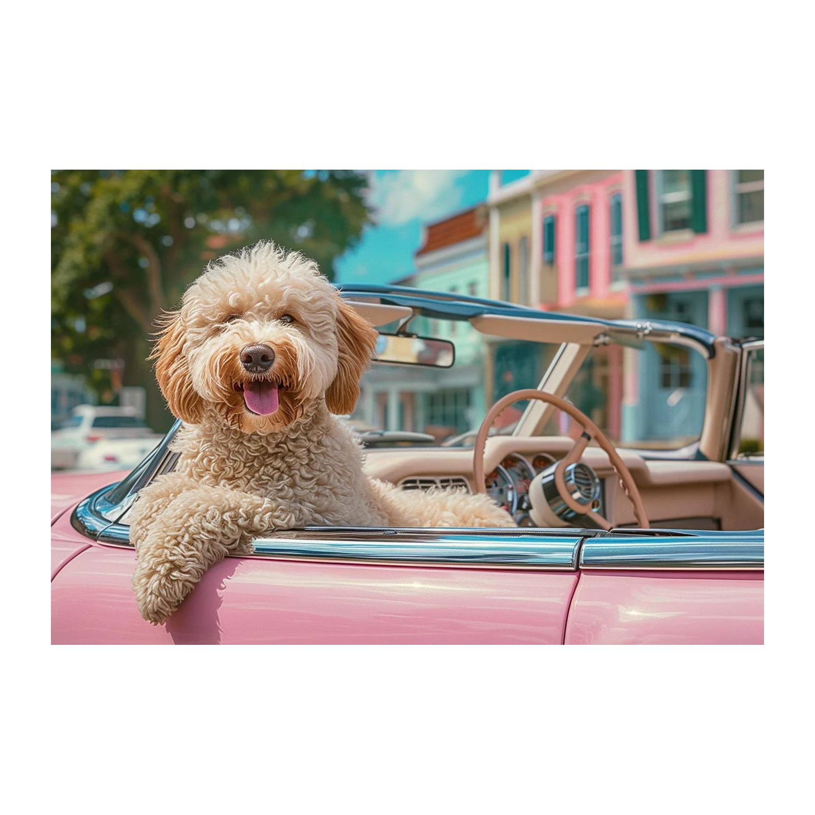 Joyful Dog in Pink Convertible Wall Art