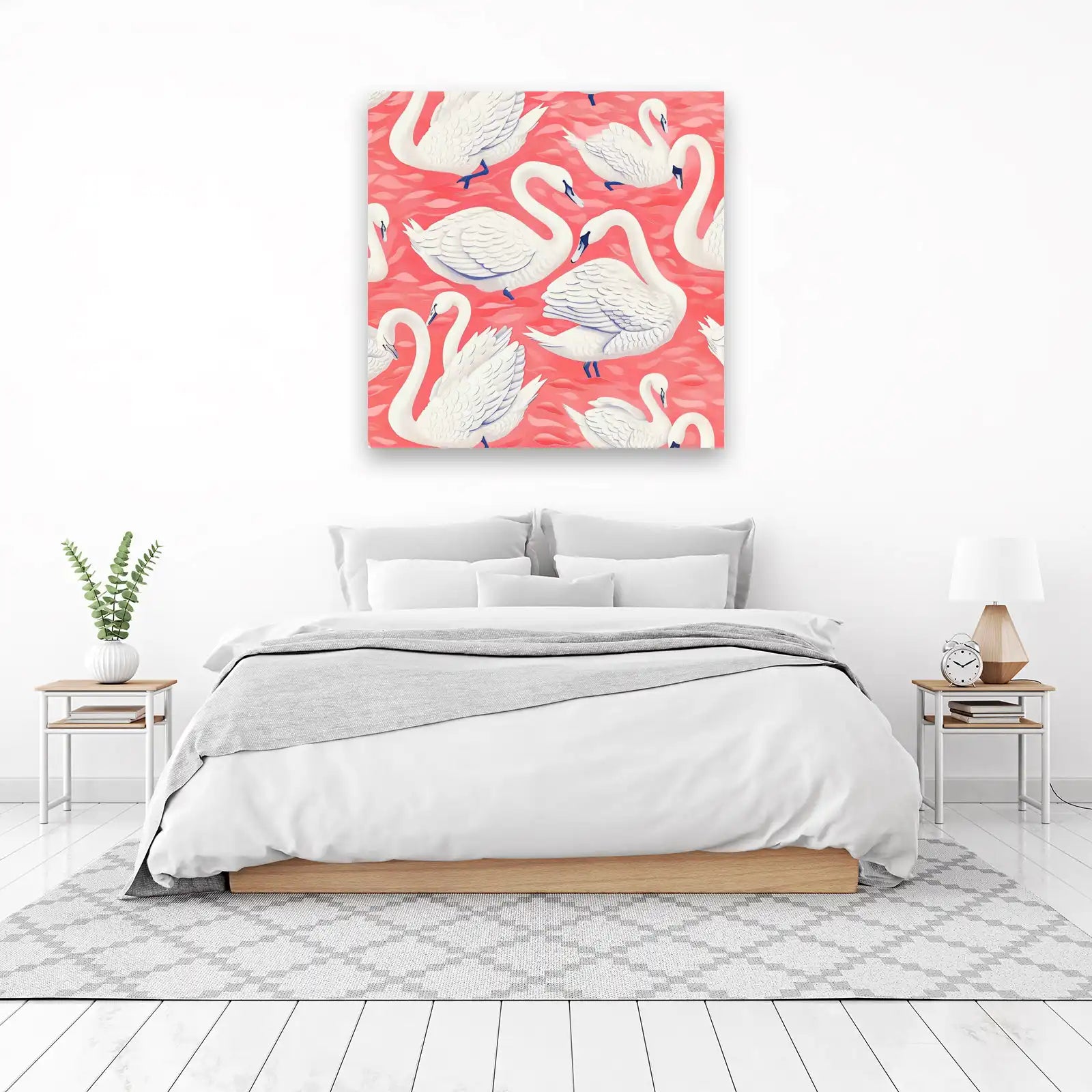 Serene Swan Flock Wall Art