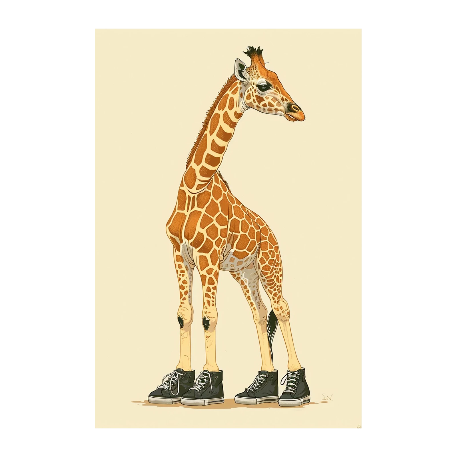 Cool Giraffe with Sneakers Wall Art