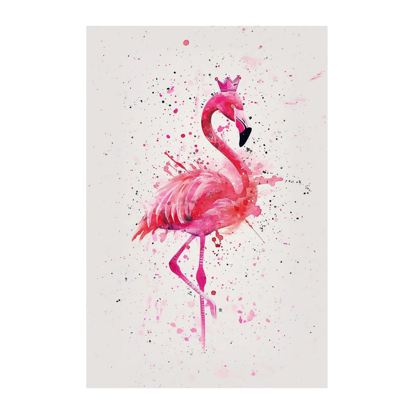 Pink Crowned Flamingo Watercolor Wall Art