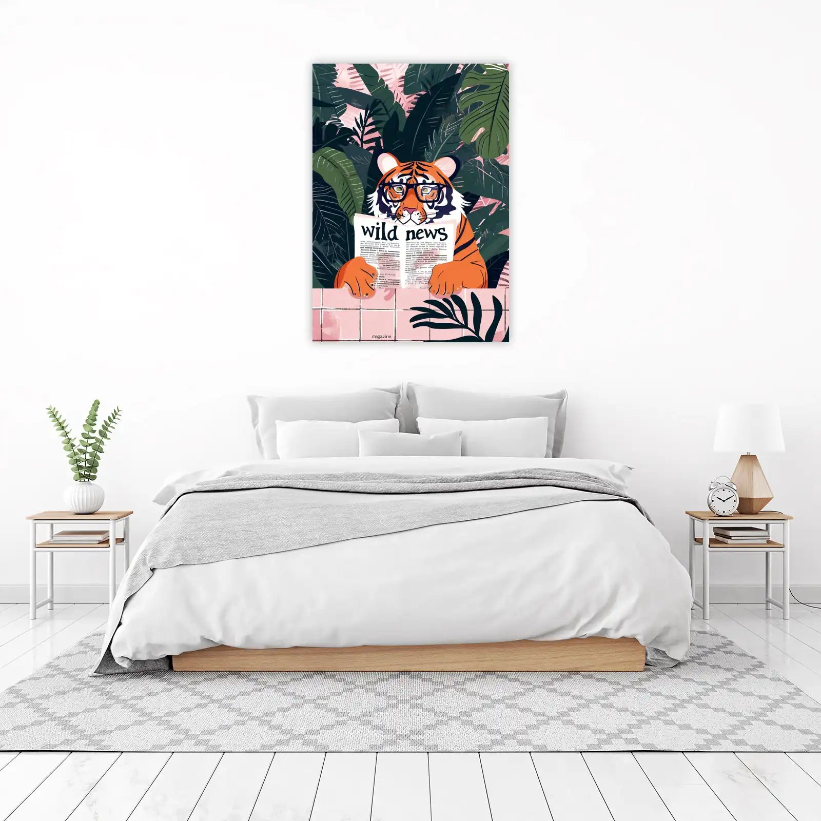 Stylish Tiger Reading Wild News Wall Art