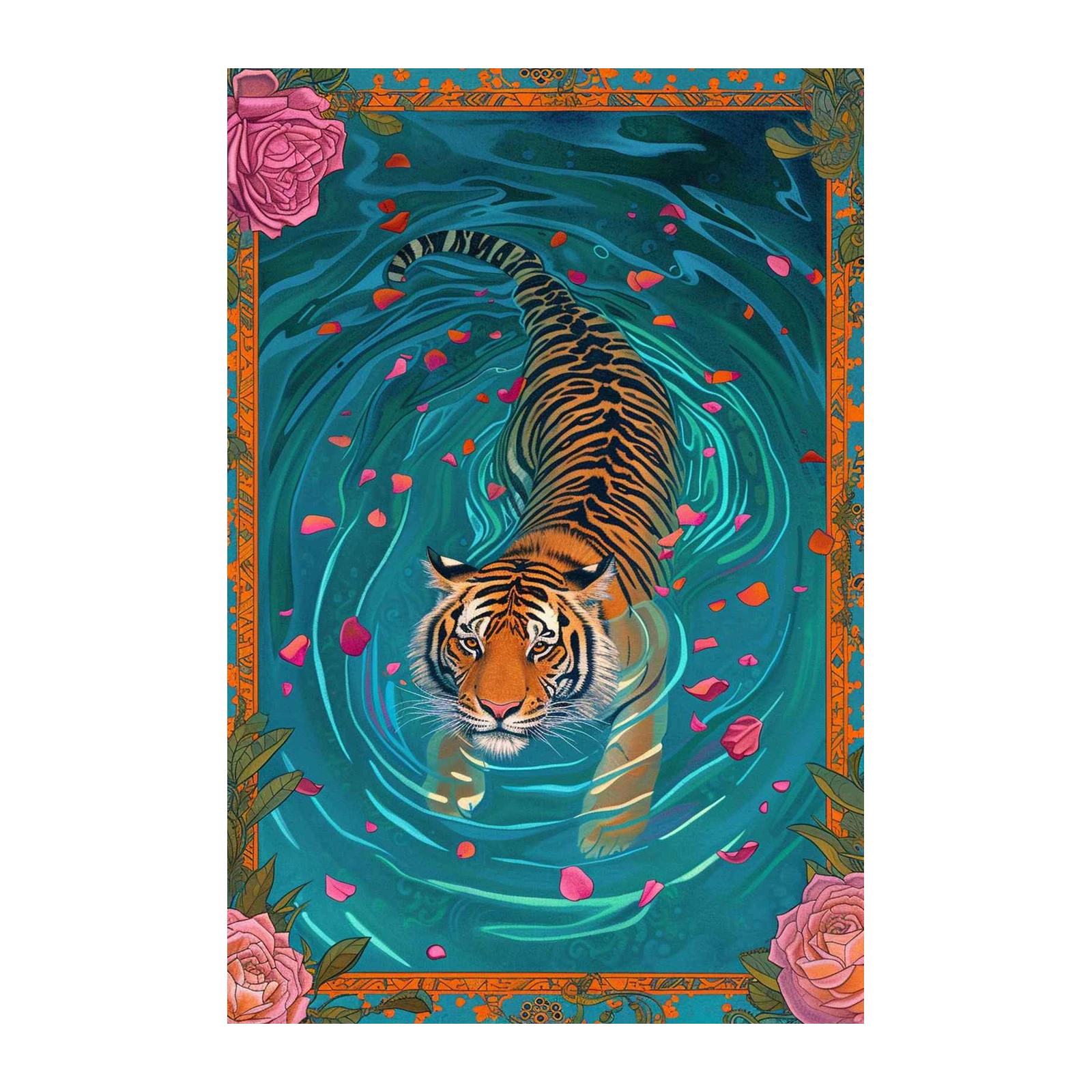 Majestic Tiger & Roses Wall Art Wall Art