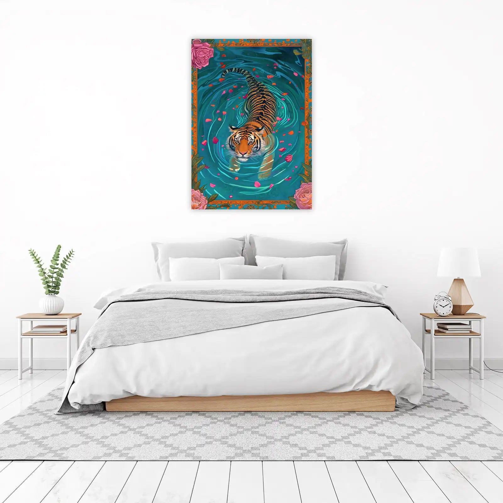 Majestic Tiger & Roses Wall Art Wall Art