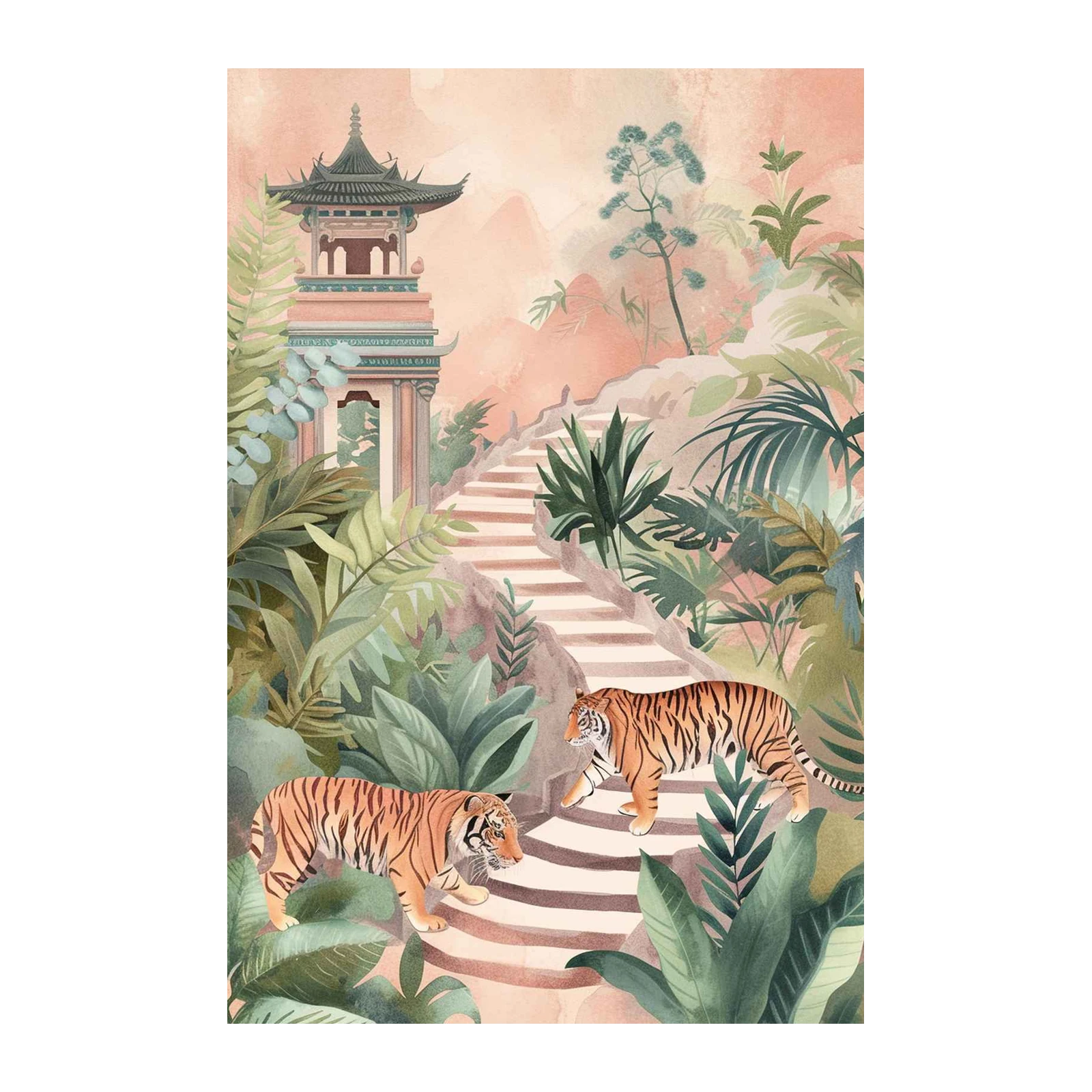 Majestic Tigers Oriental Garden Wall Art