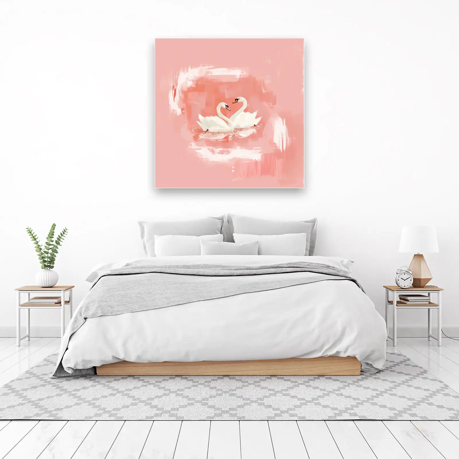 Elegant Swans Love Story Wall Art