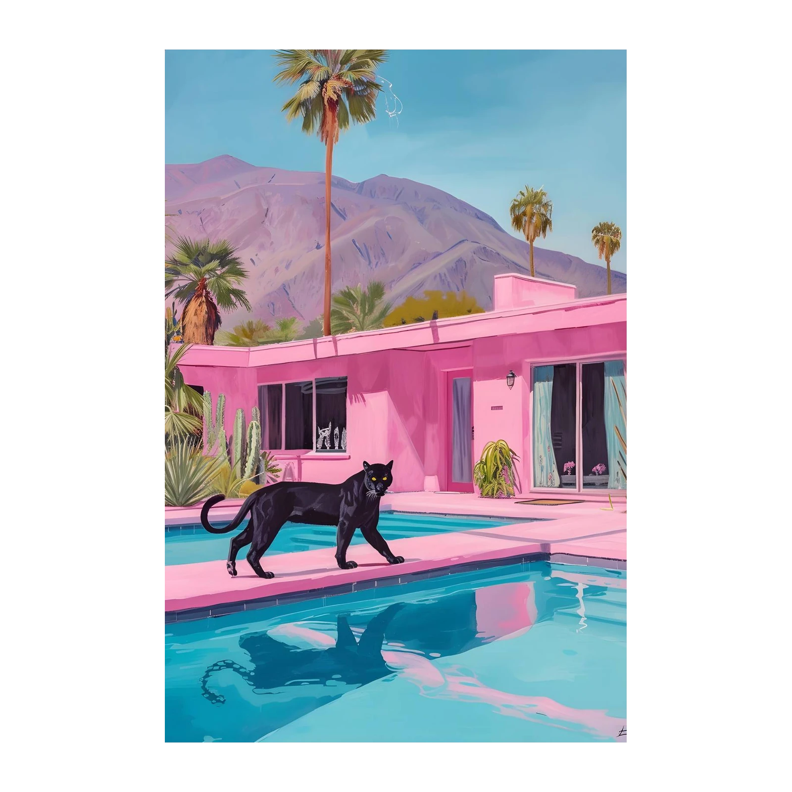 Glamorous Black Panther Desert Oasis Wall Art