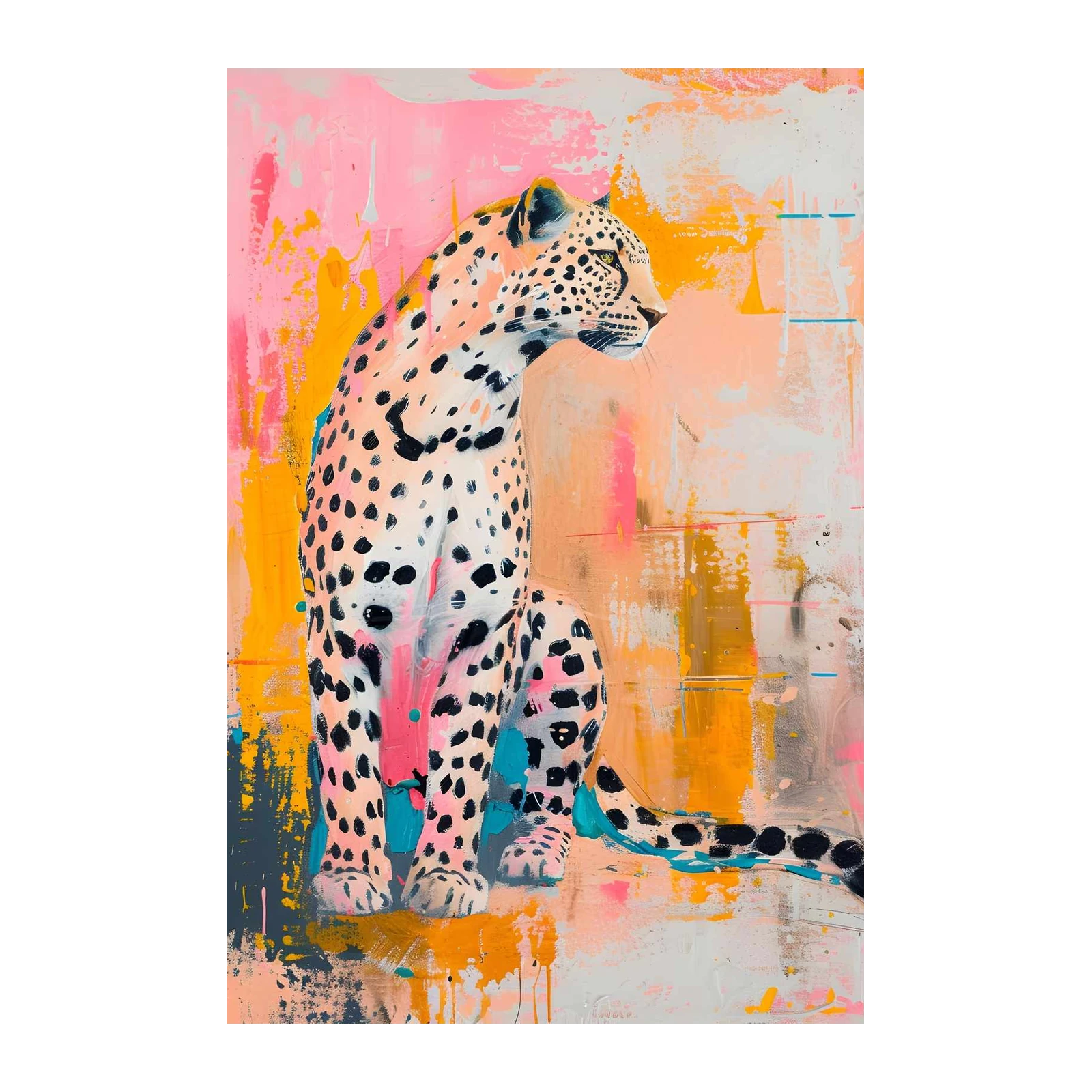 Vibrant Leopard Abstract Art Wall Art