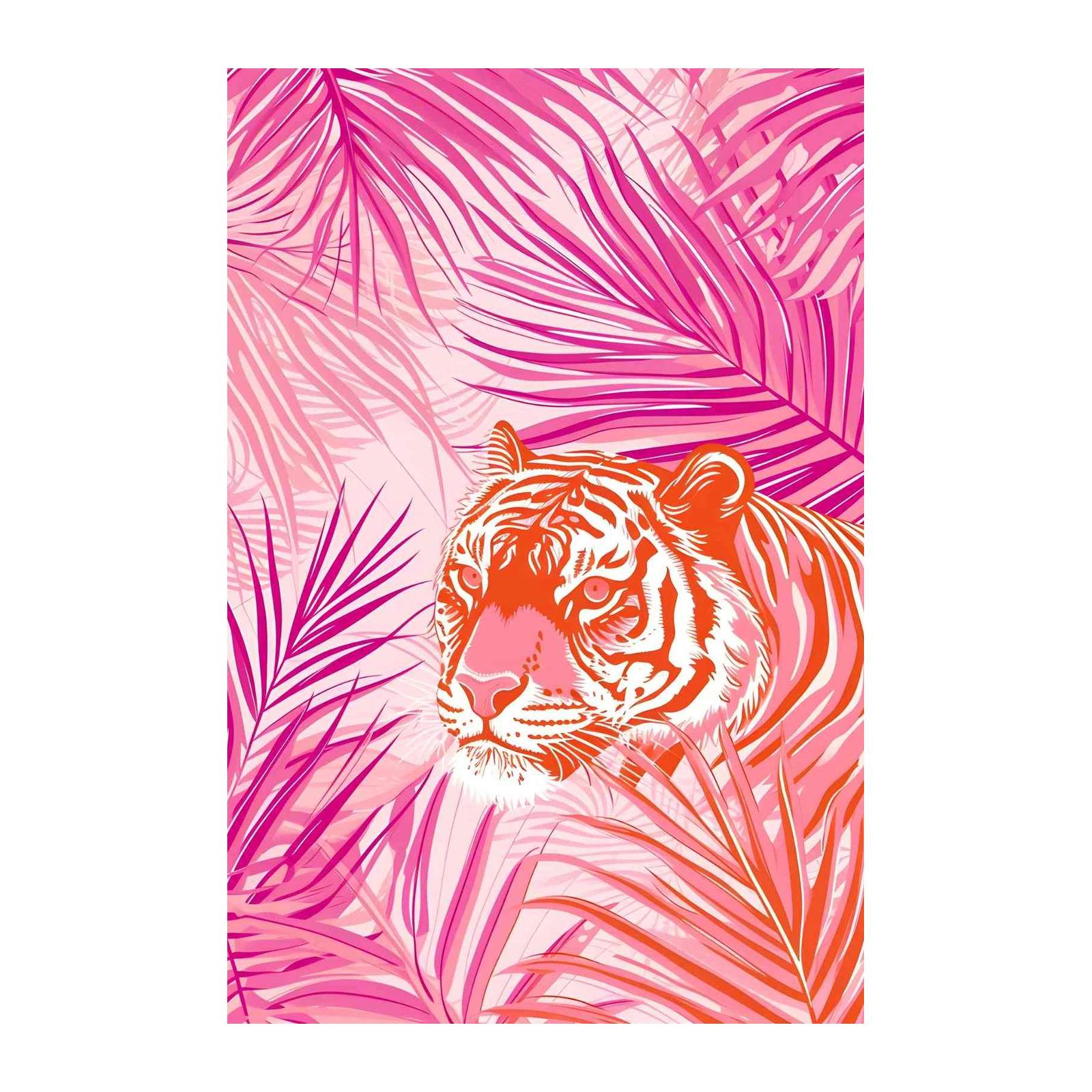 Bold Pink Tiger Jungle Wall Art