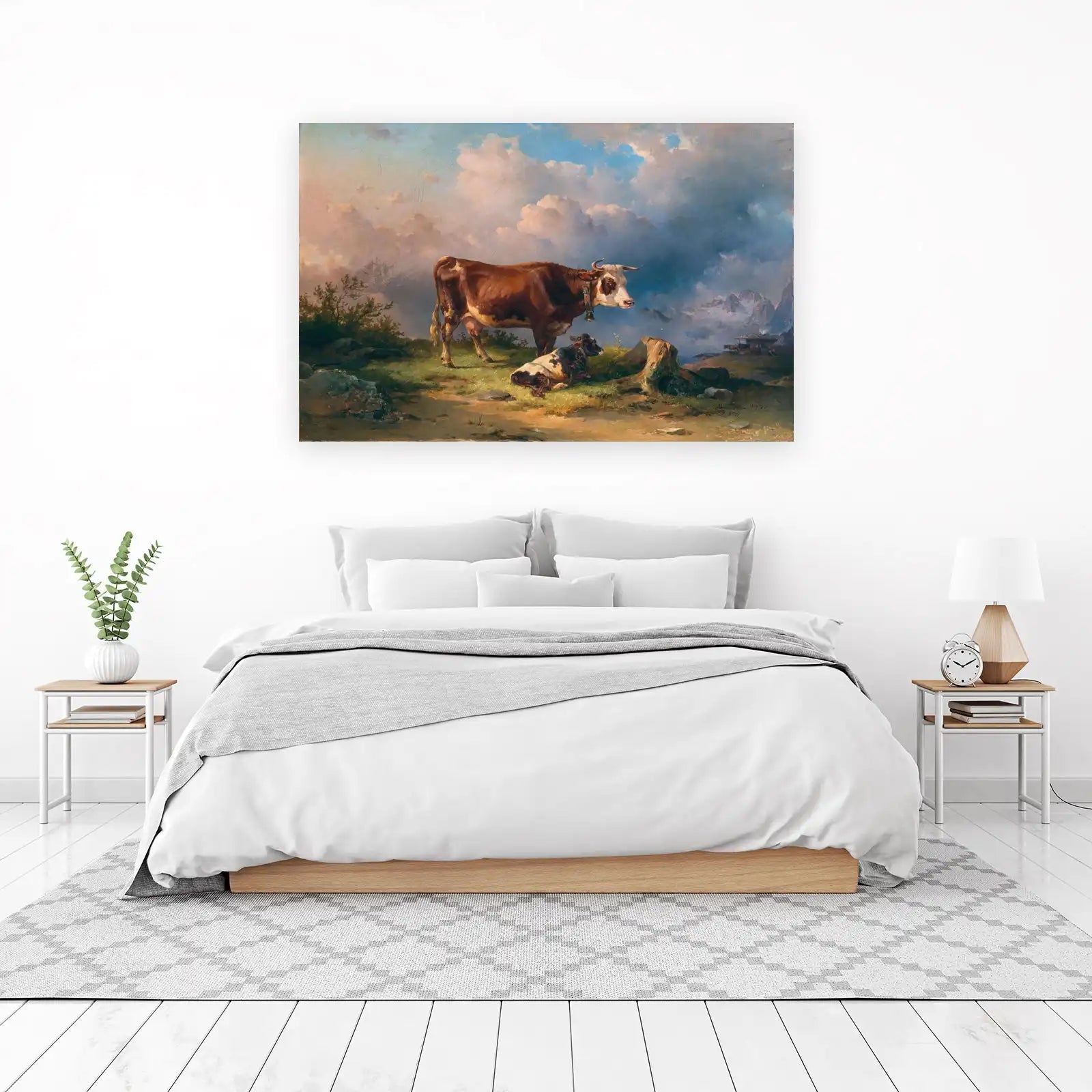 Alpine Serenity: Cows in Mountain Landscape Wall Art