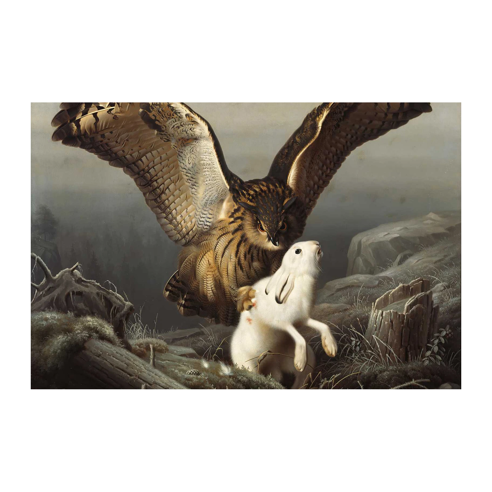 Majestic Owl Hunt Wildlife Art Wall Art