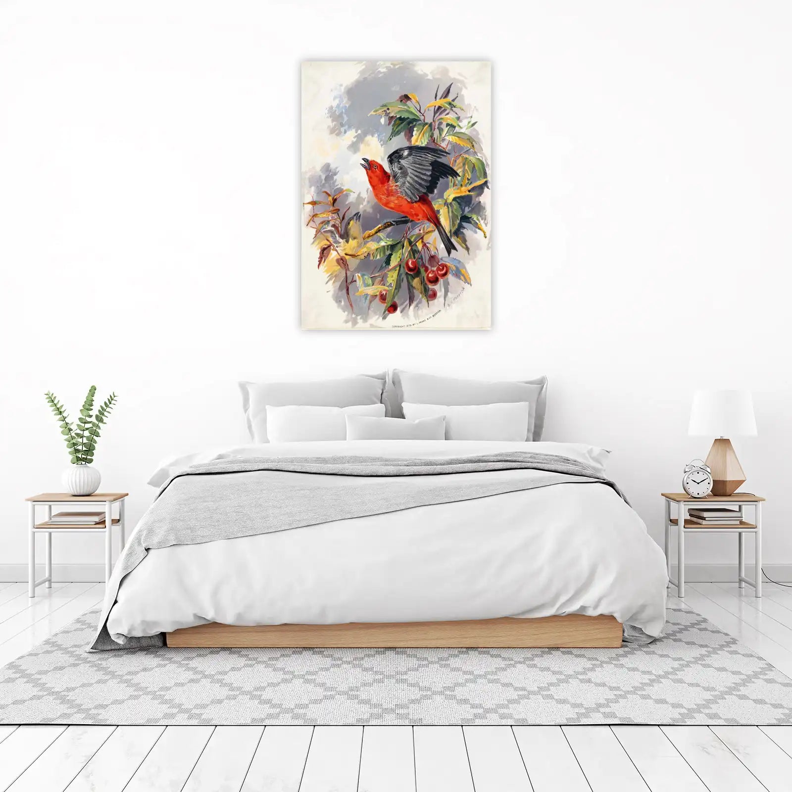 Vibrant Scarlet Tanager Bird Art Wall Art