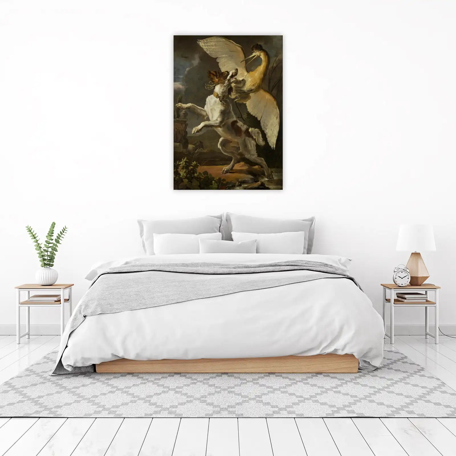Dramatic Dog & Heron Battle Wall Art