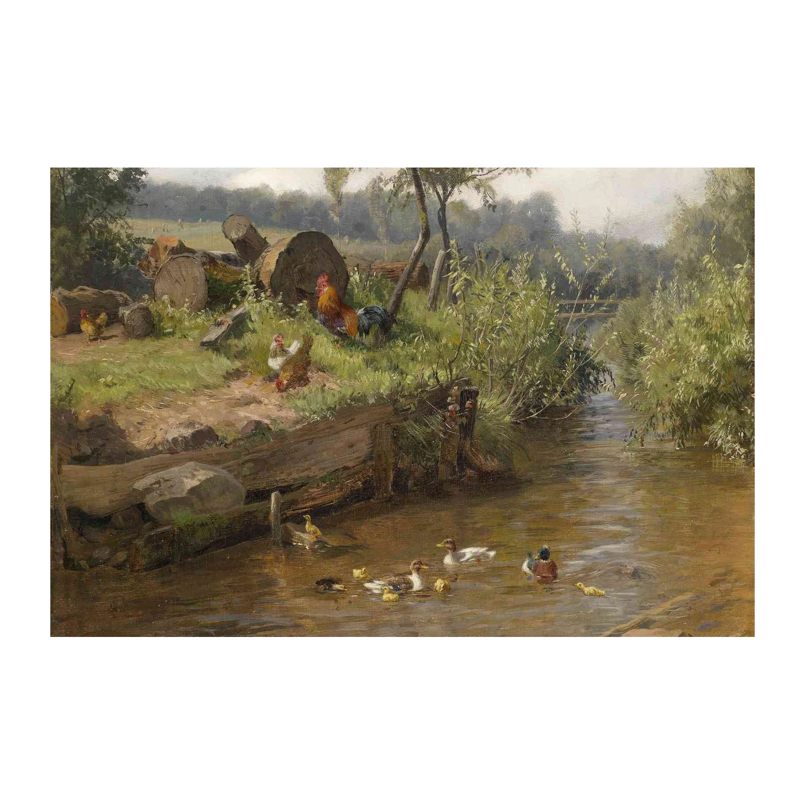 Farmyard Ducks & Chickens Wall Art