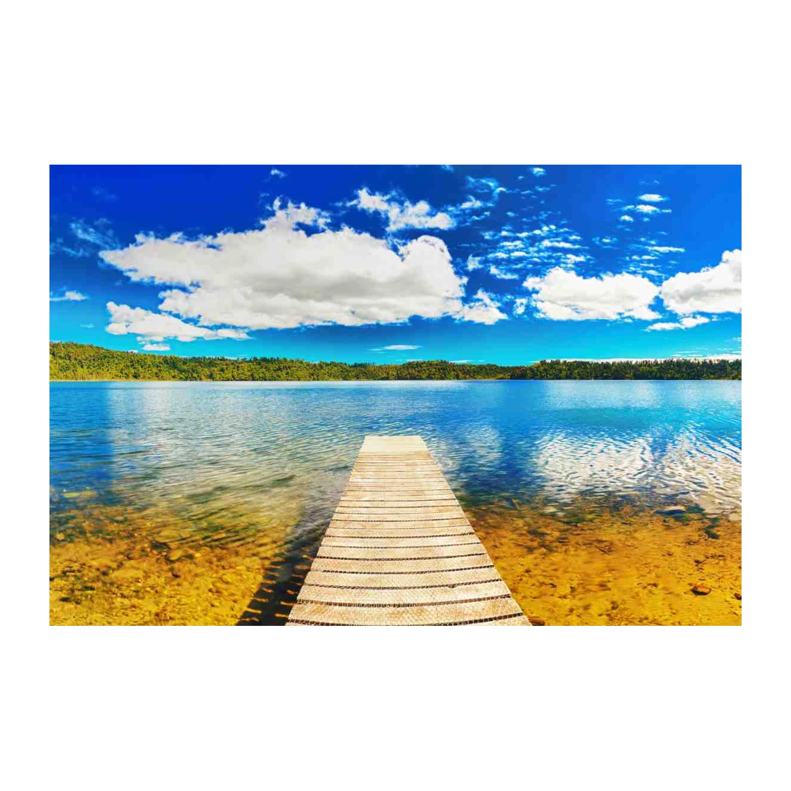 Tranquil Lake Dock Serene Landscape Wall Art