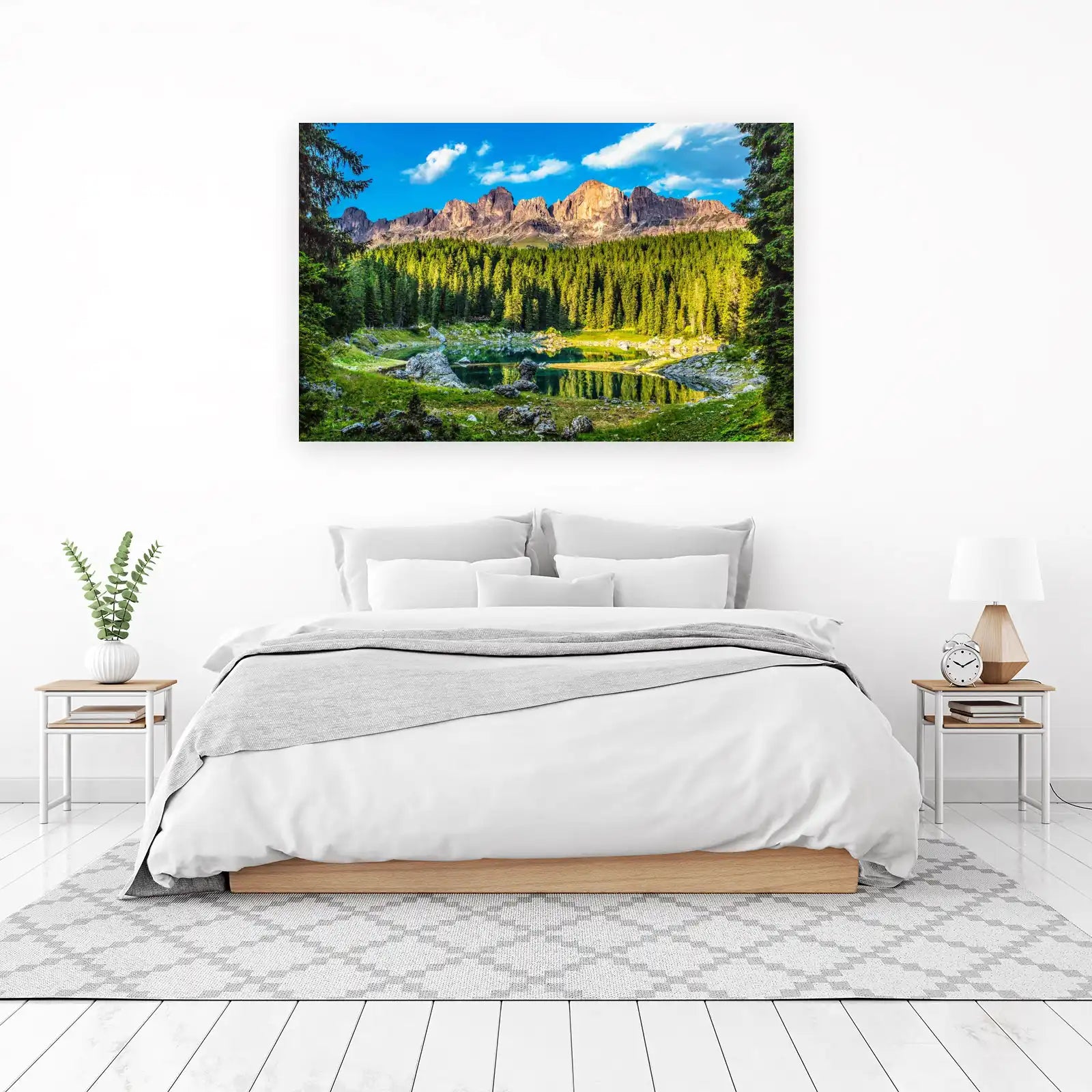 Serene Mountain Lake Alpine Forest Wall Art