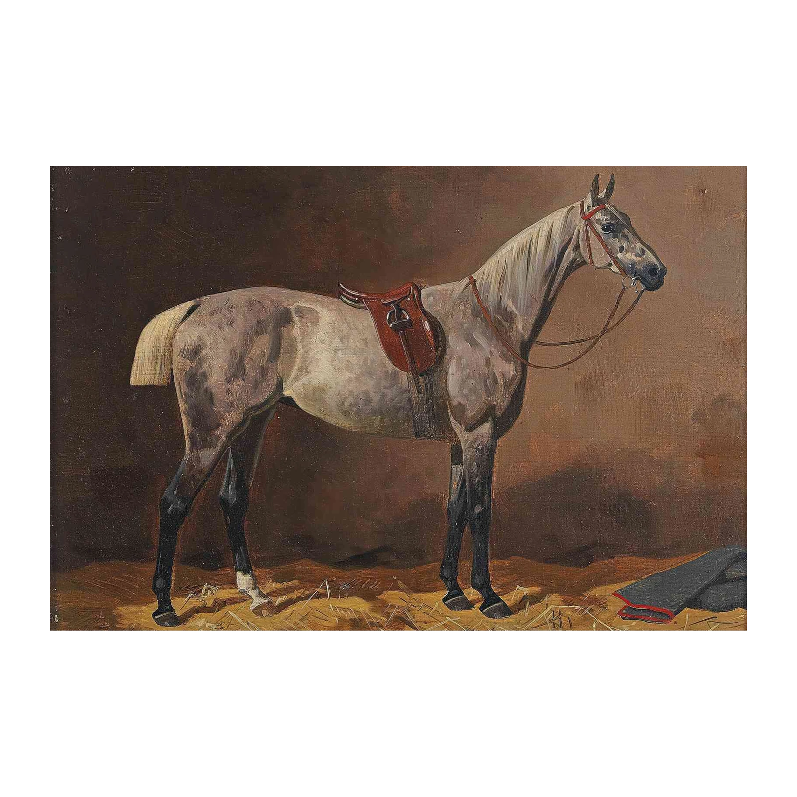 Elegant Grey Horse Equestrian Scene Wall Art
