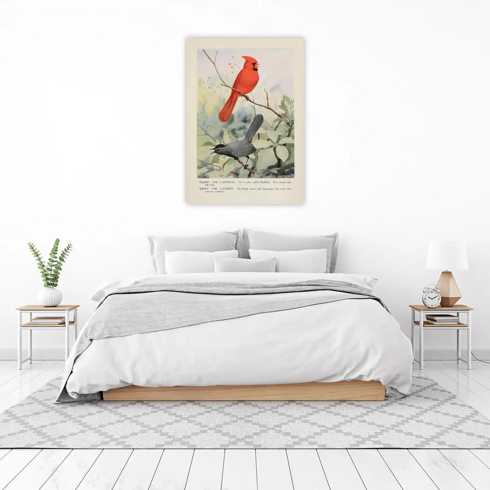 Vibrant Cardinal & Catbird Bird Art Wall Art