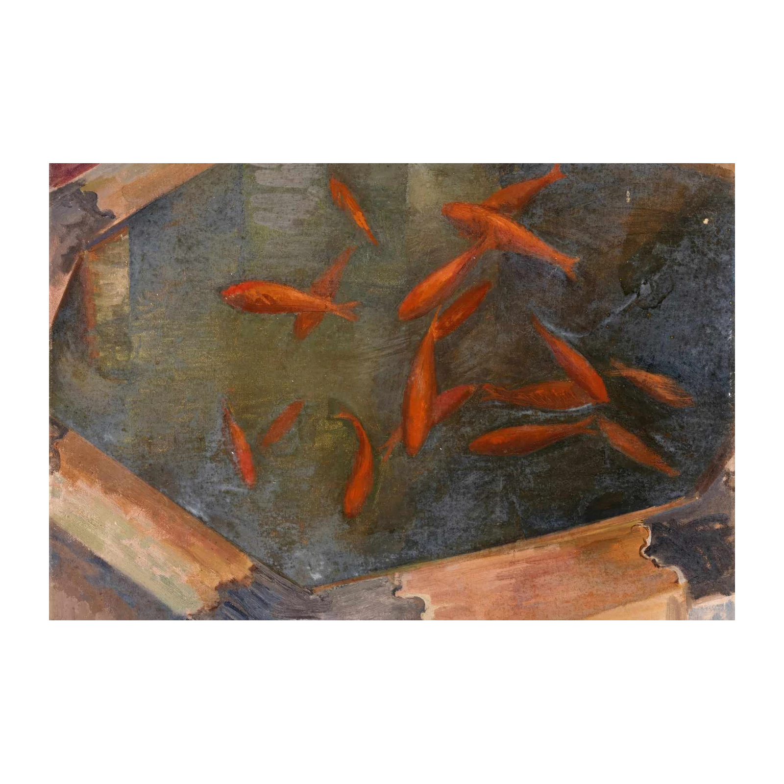 Vibrant Goldfish Pond Wall Art - Peaceful Home Decor