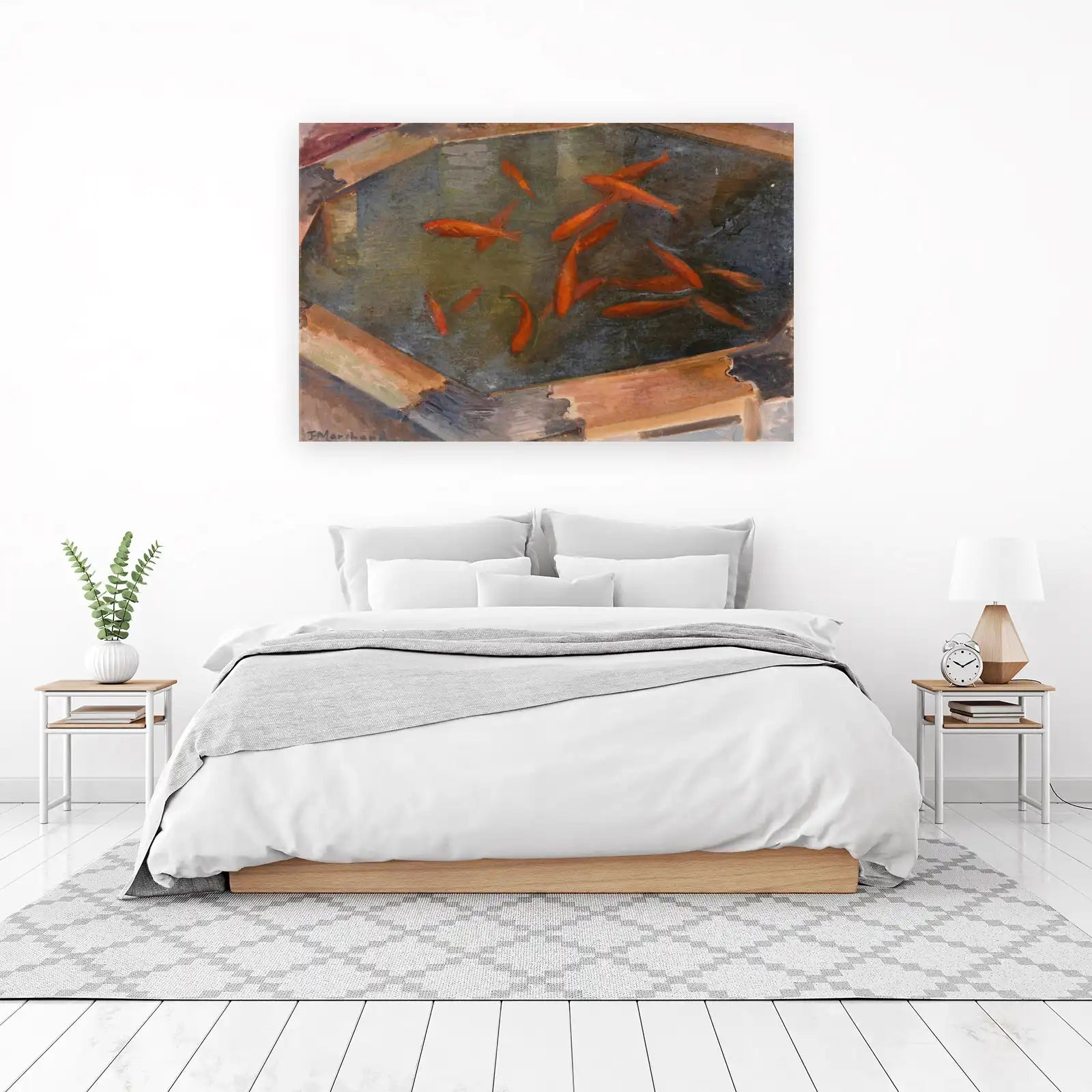 Vibrant Goldfish Pond Wall Art - Peaceful Home Decor