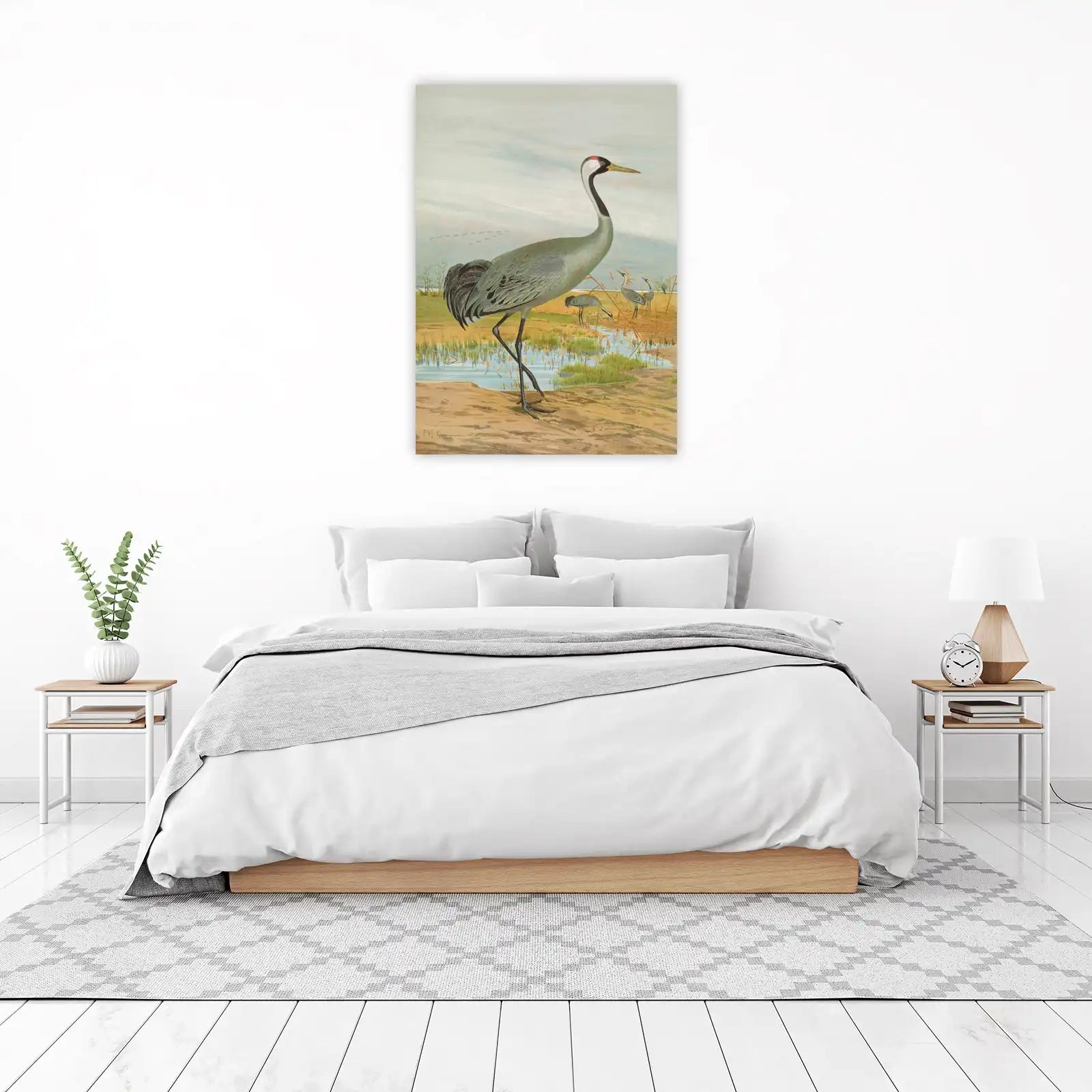 Elegant Crane in Marshland Wall Art - Wildlife Art