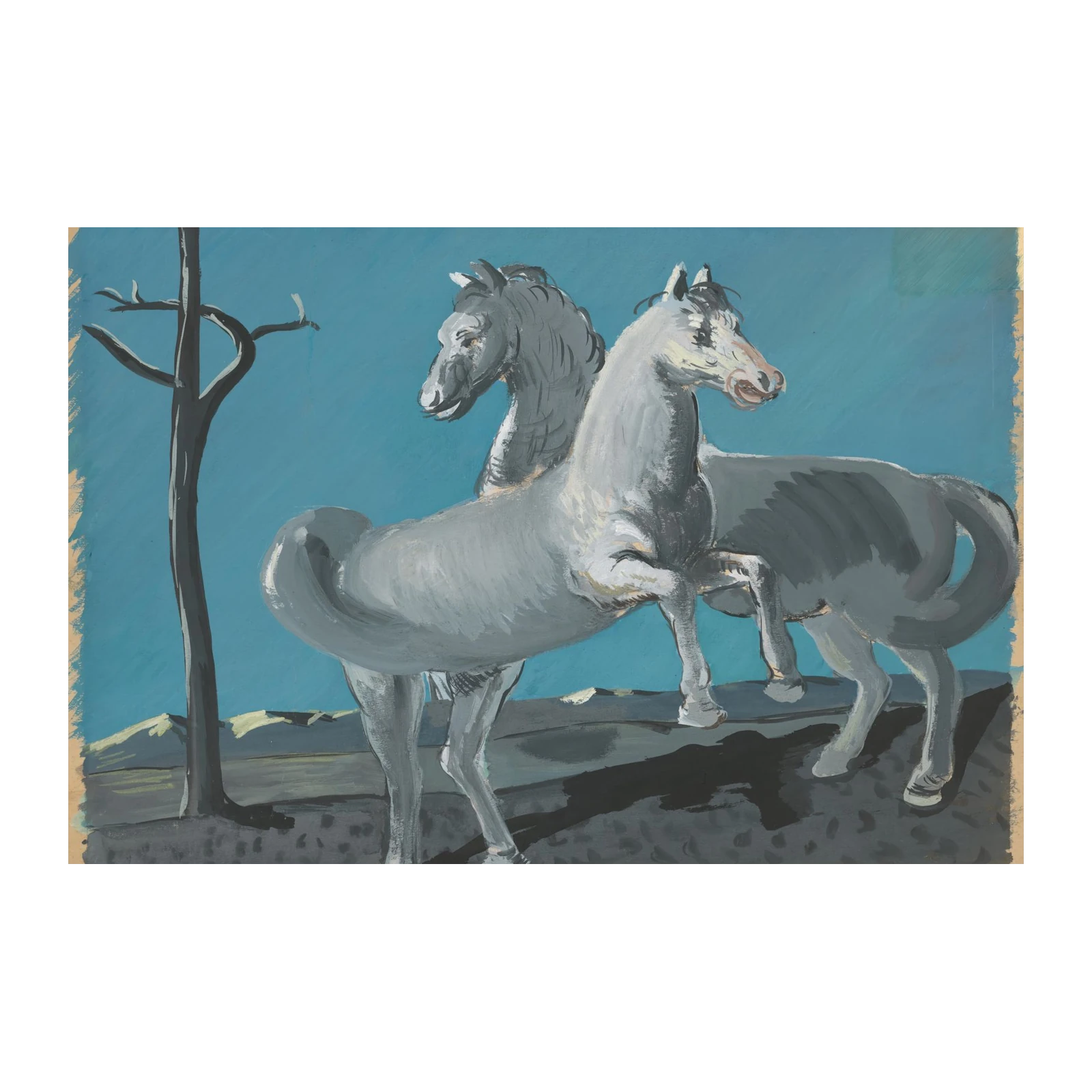 Elegant Gray Horses Landscape Wall Art