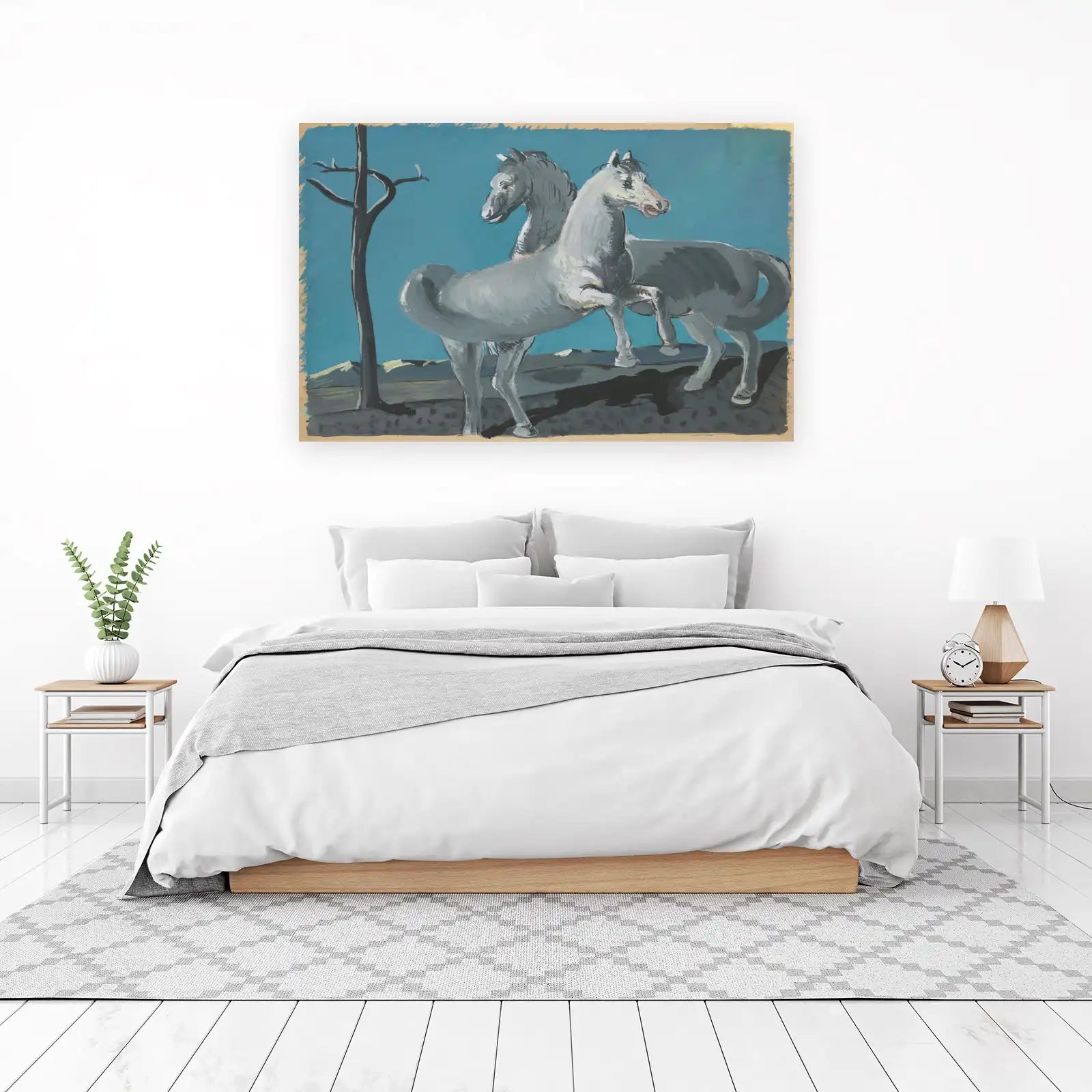 Elegant Gray Horses Landscape Wall Art