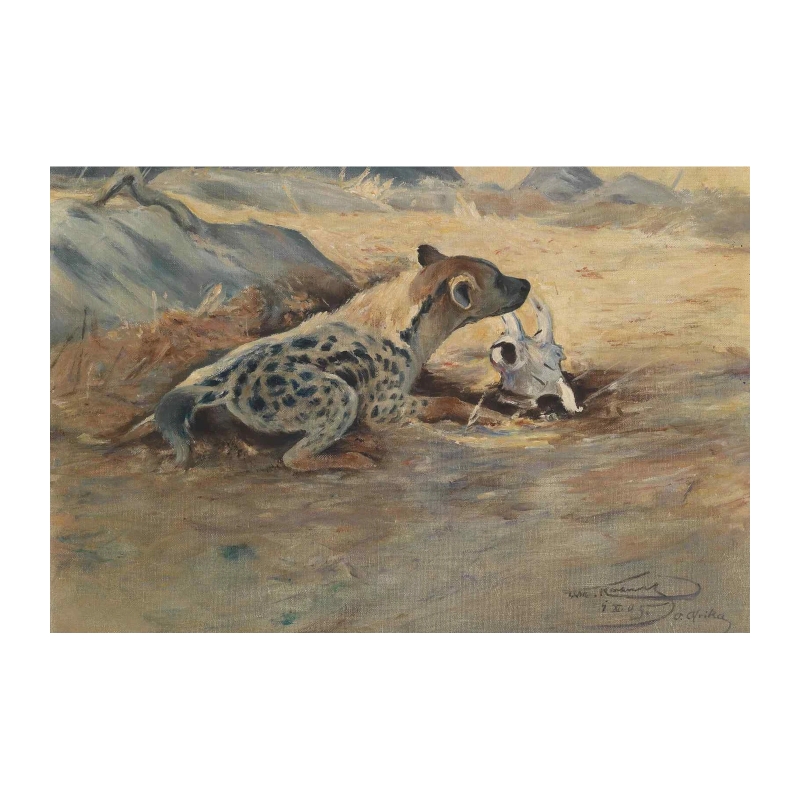African Hyena with Skull Wall Art