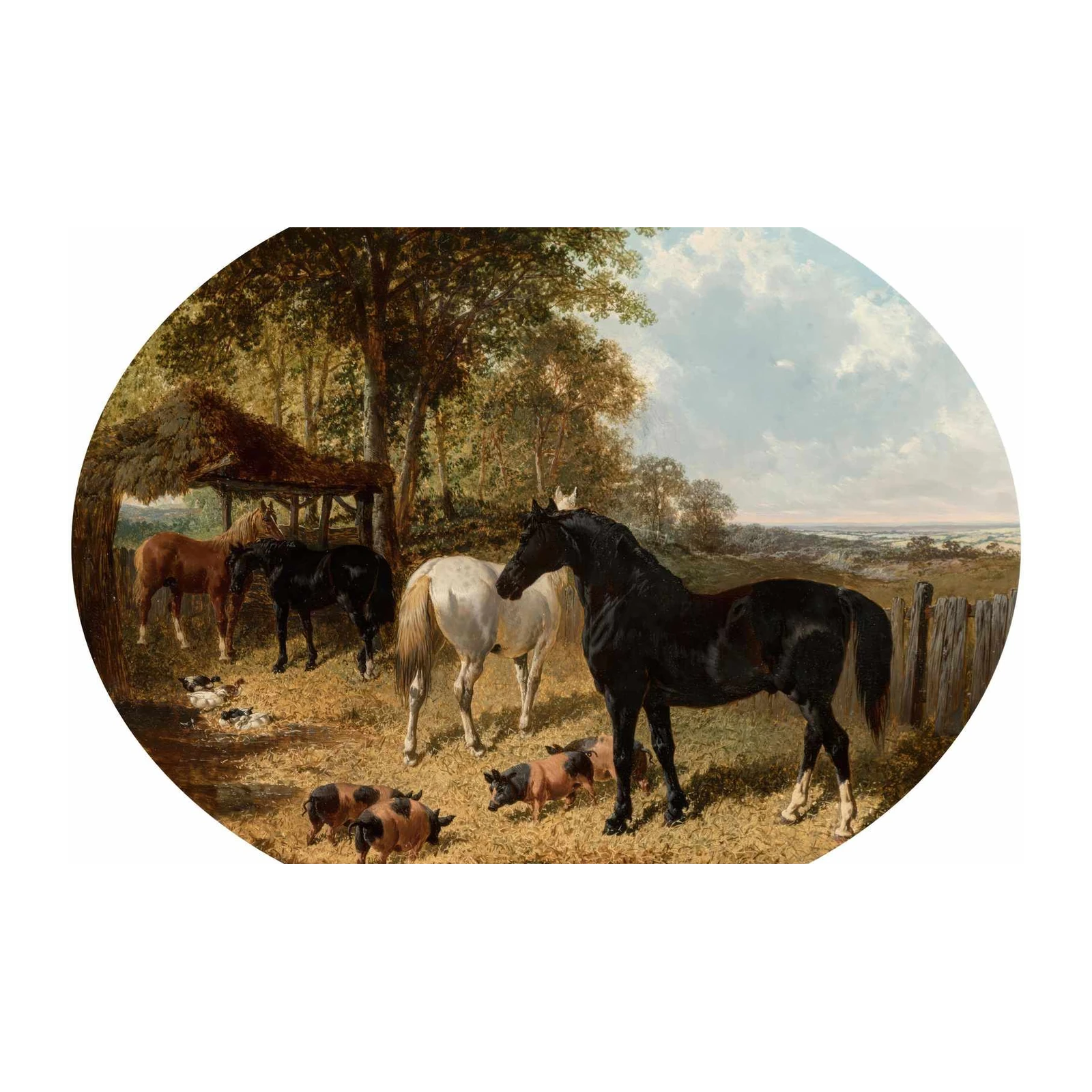 Majestic Equine Farm Life Oil Painting Wall Art