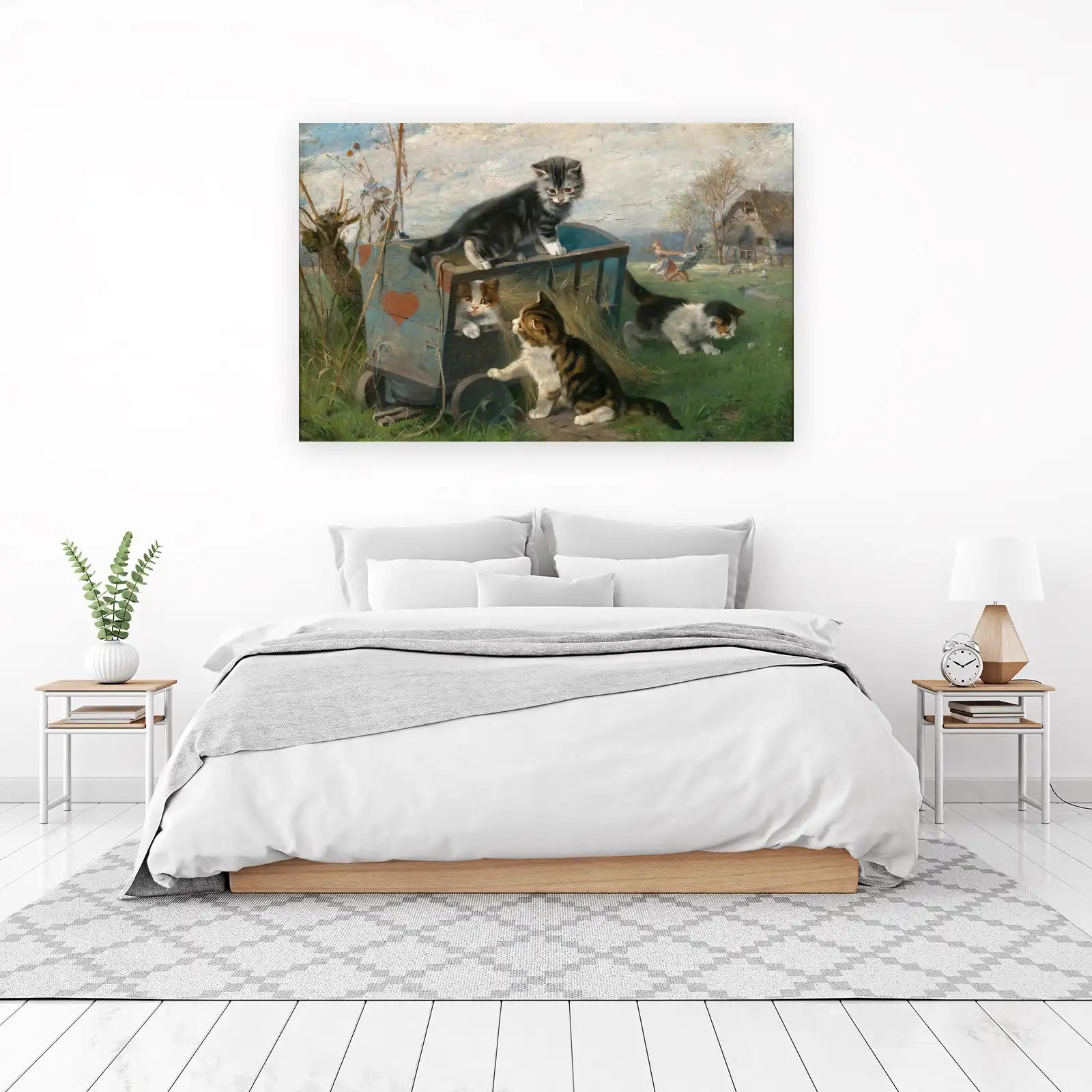 Playful Kittens Farm Scene Wall Art