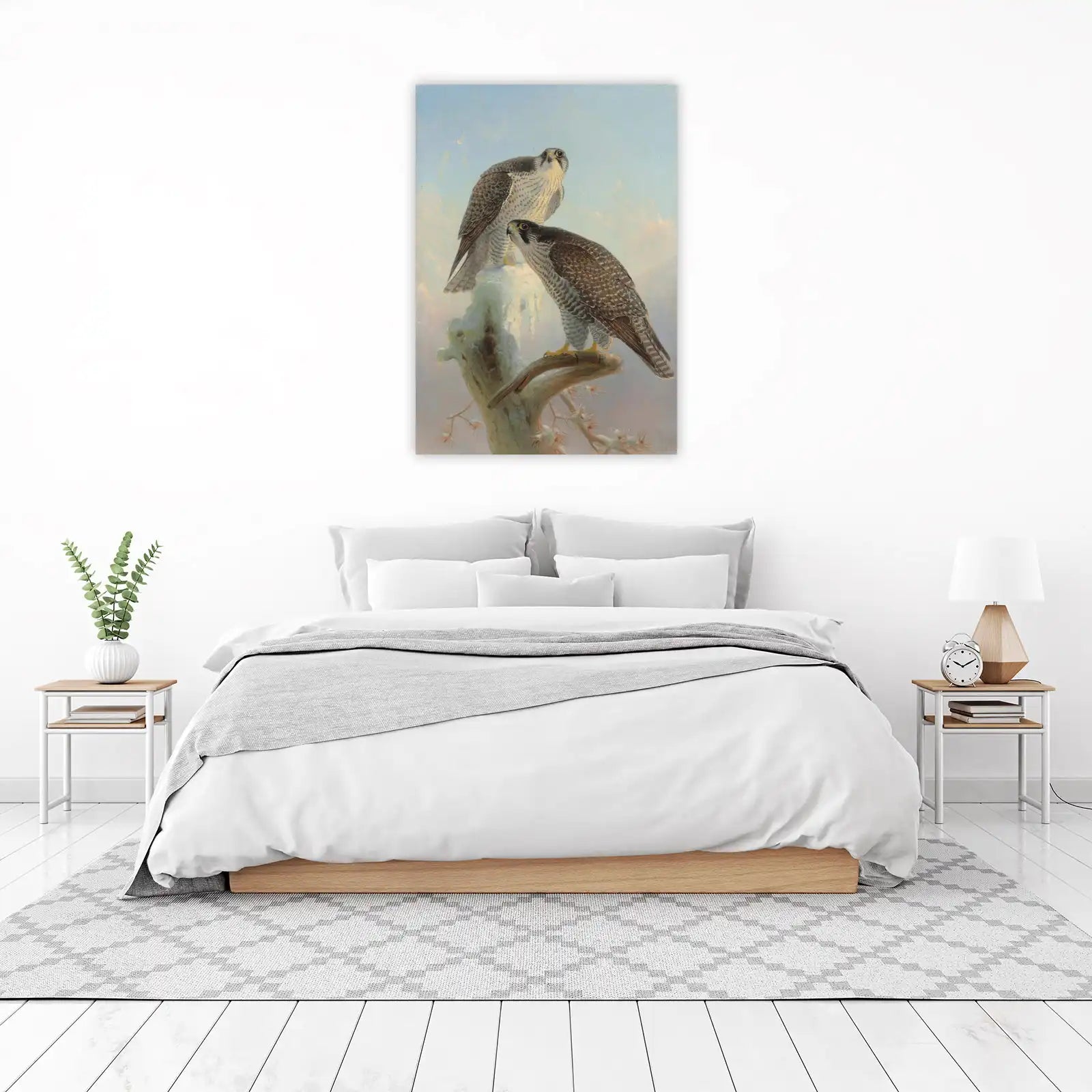 Majestic Peregrine Falcons Winter Scene Wall Art