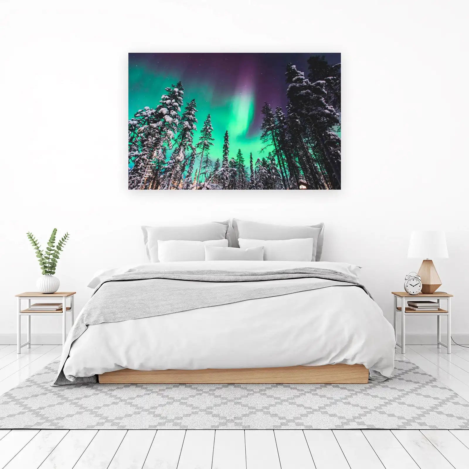Enchanting Aurora Borealis Snow Forest Wall Art