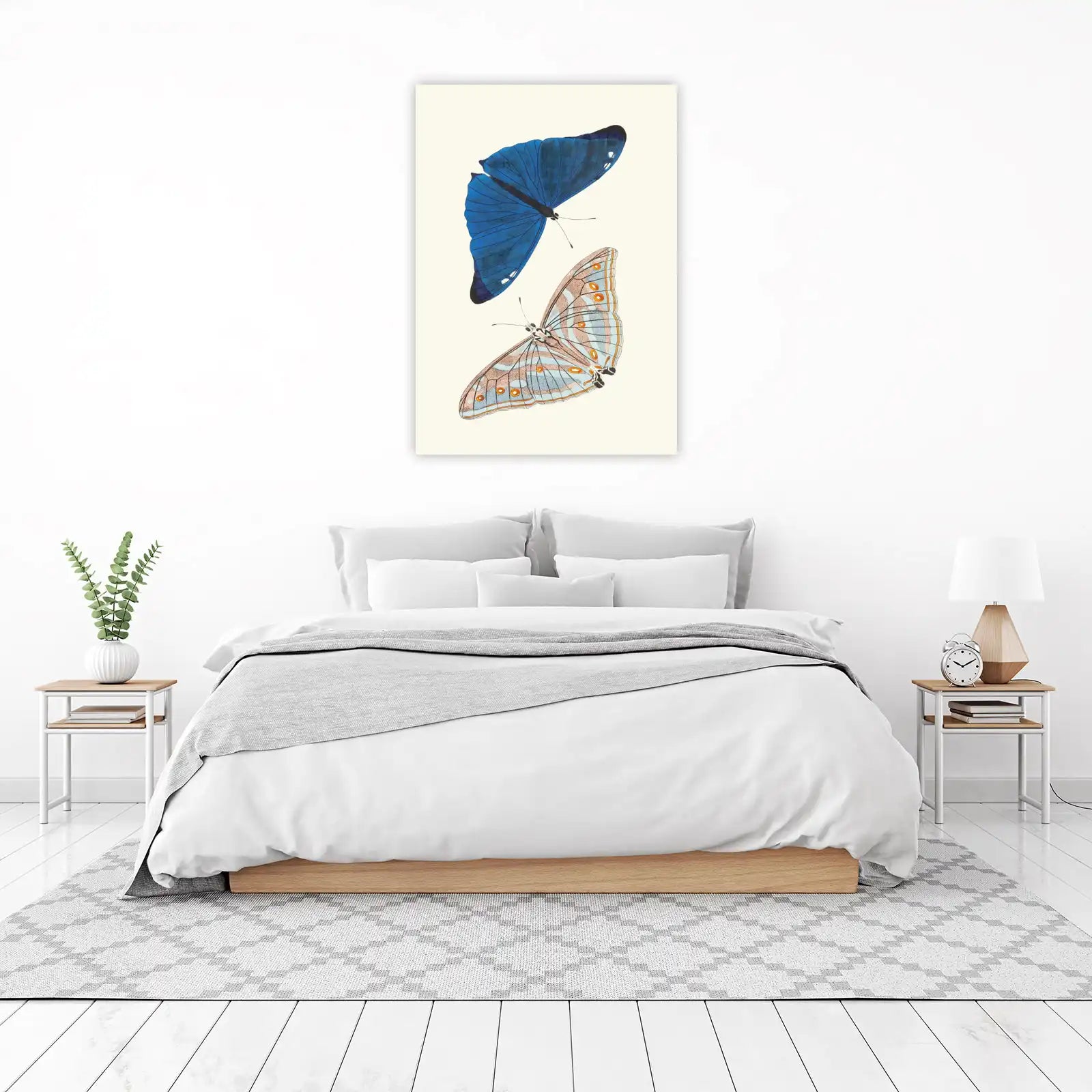Vintage Butterfly Duo Blue & Pastel Wall Art