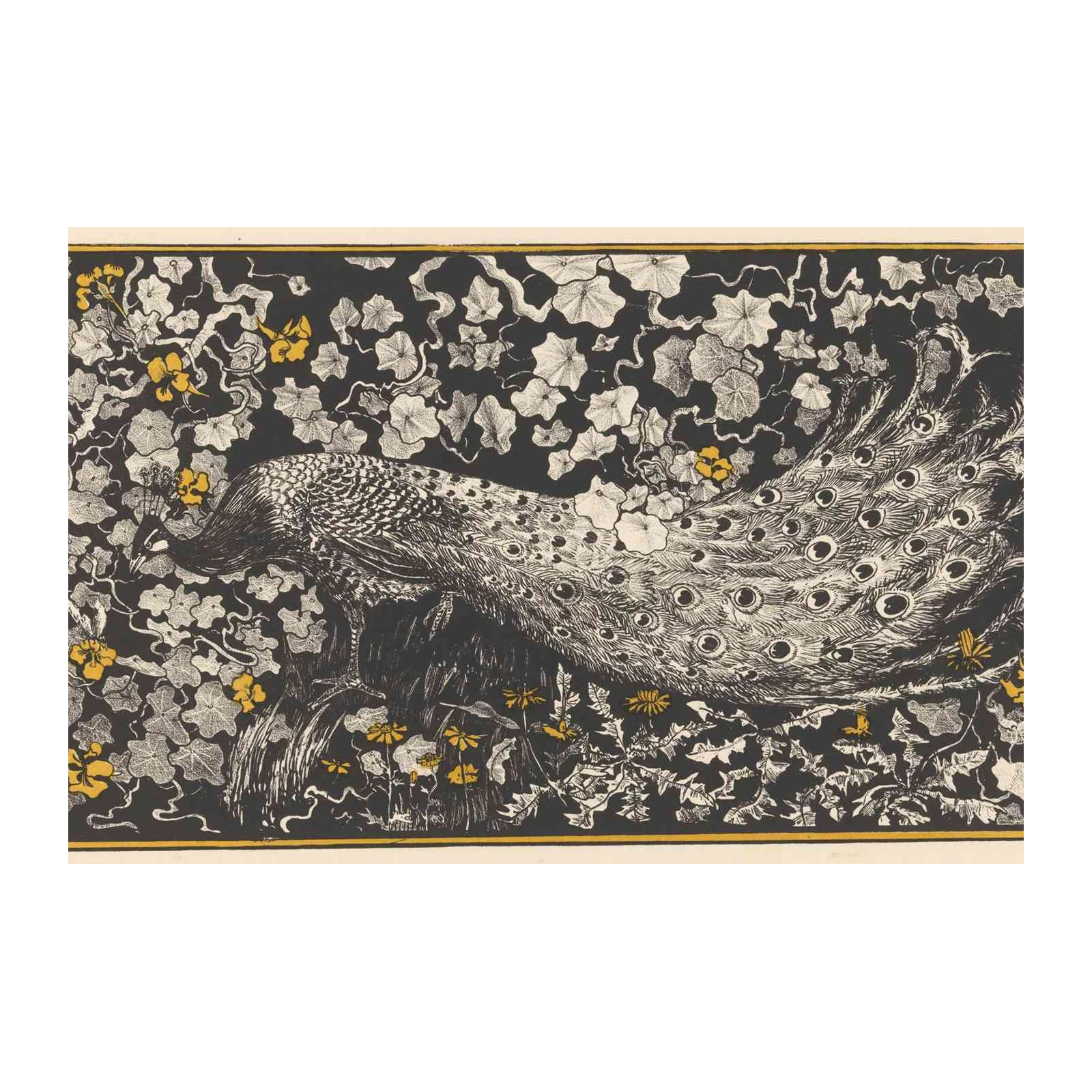 Art Nouveau Peacock Floral Wall Art