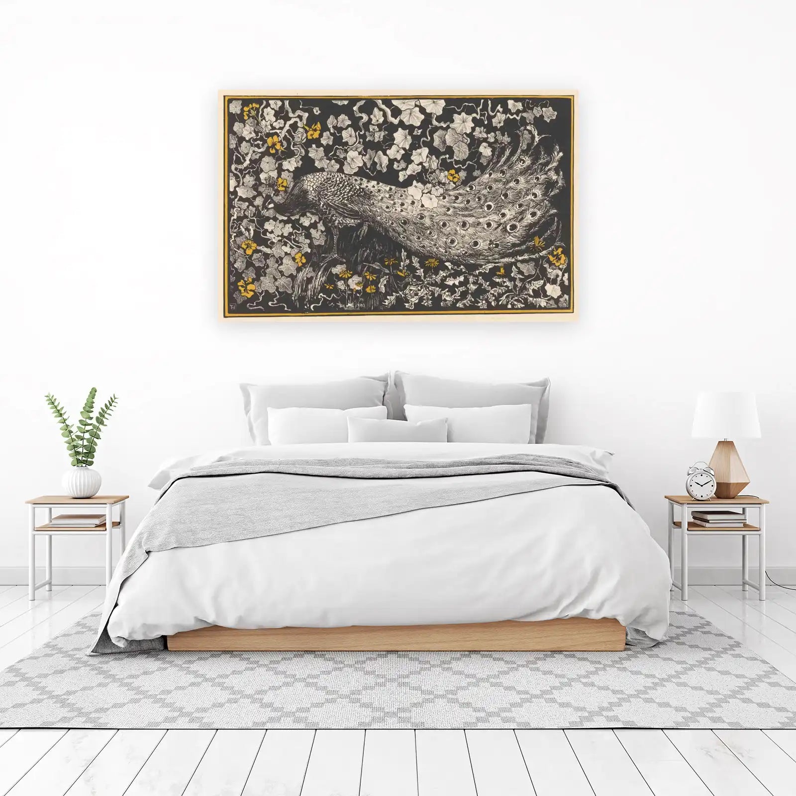 Art Nouveau Peacock Floral Wall Art