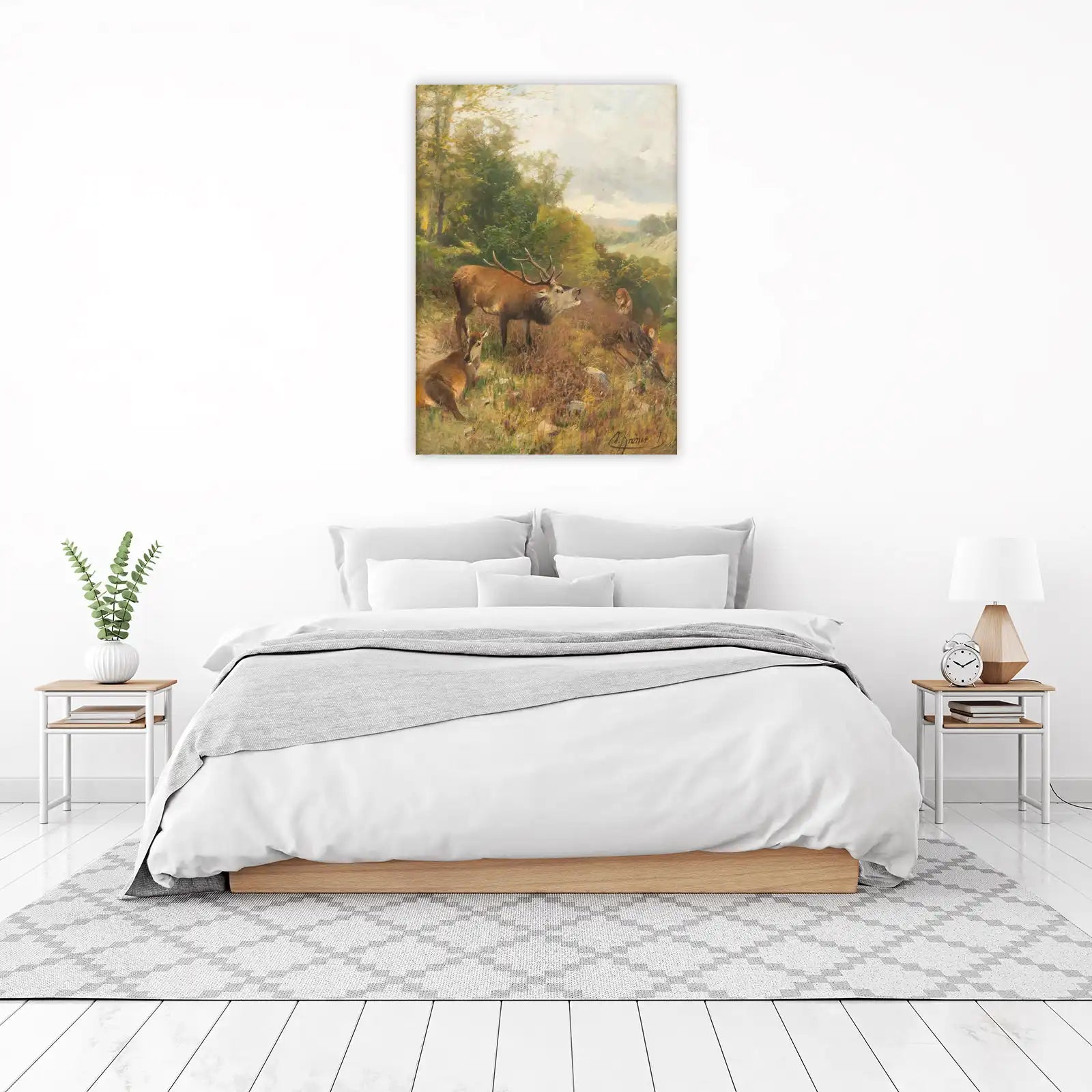 Majestic Stag Roar Forest Scene Wall Art