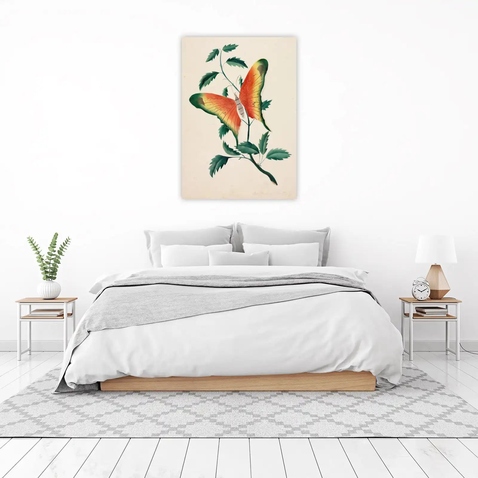 Vibrant Butterfly & Rose Bush Wall Art | Nature Wall Art