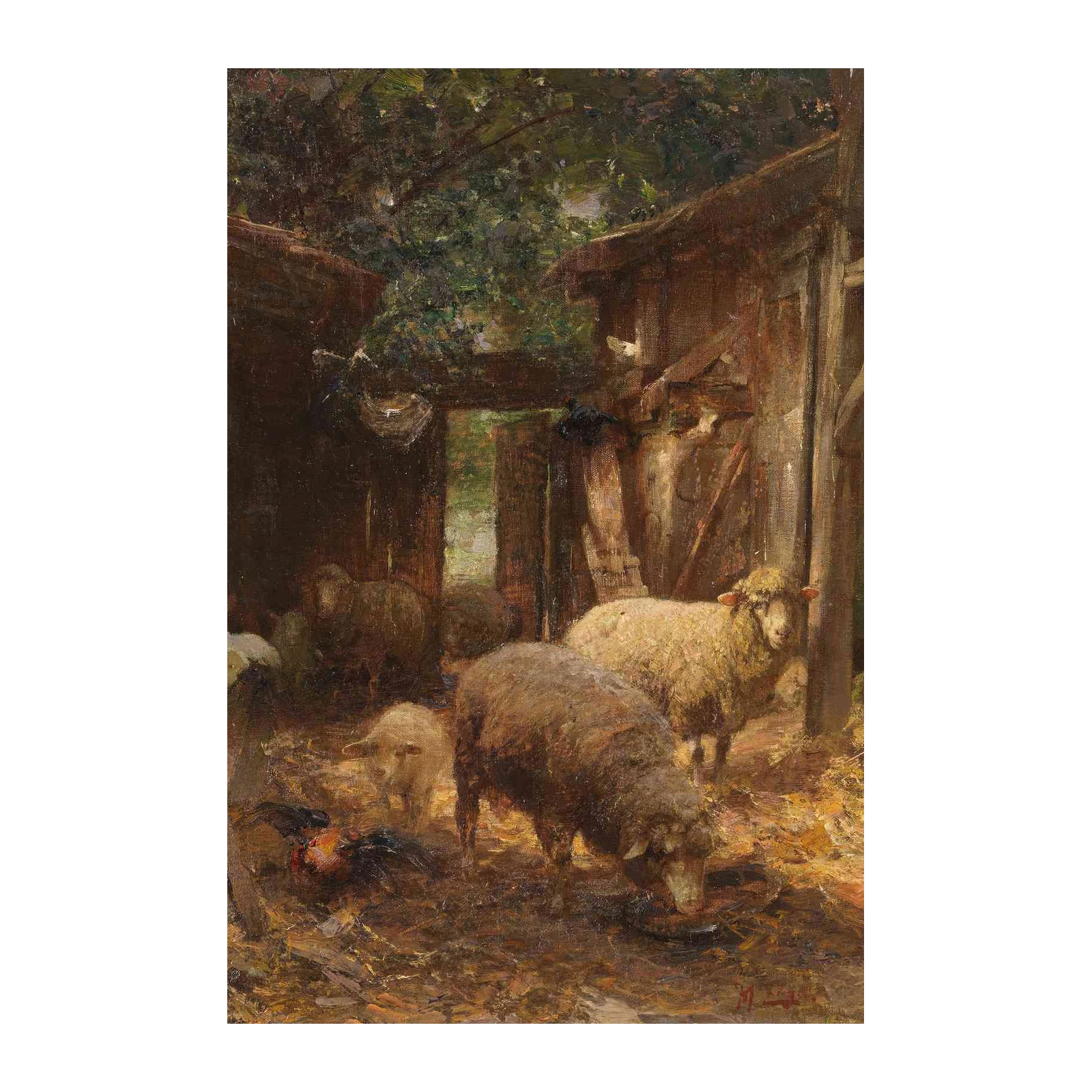 Rustic Farm Scene Sheep Wall Art