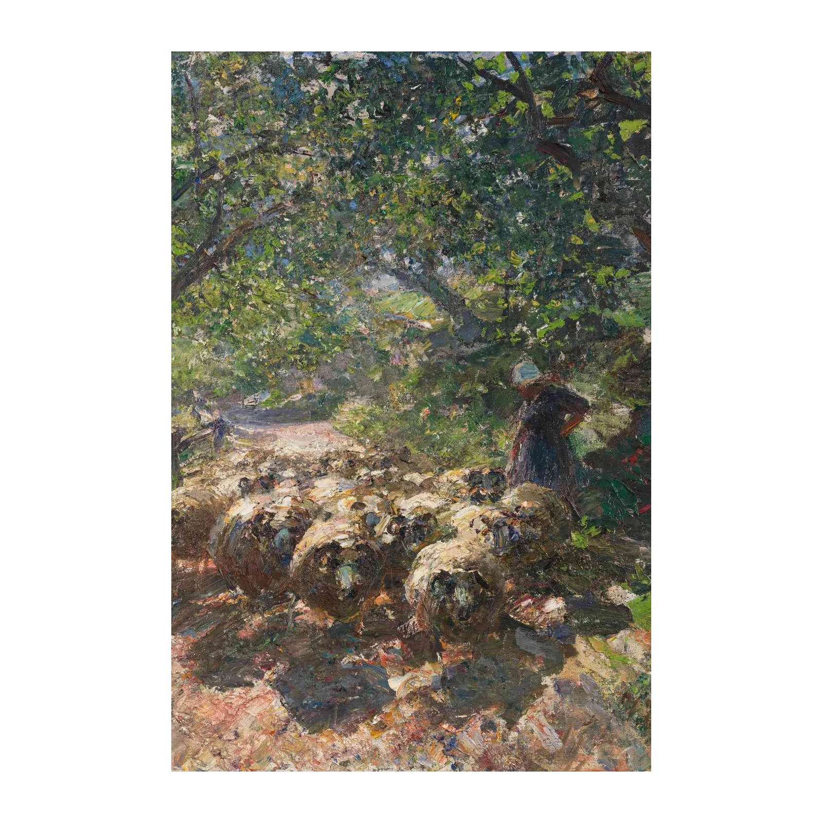 Shepherdess with Sheep Oil Painting Wall Art