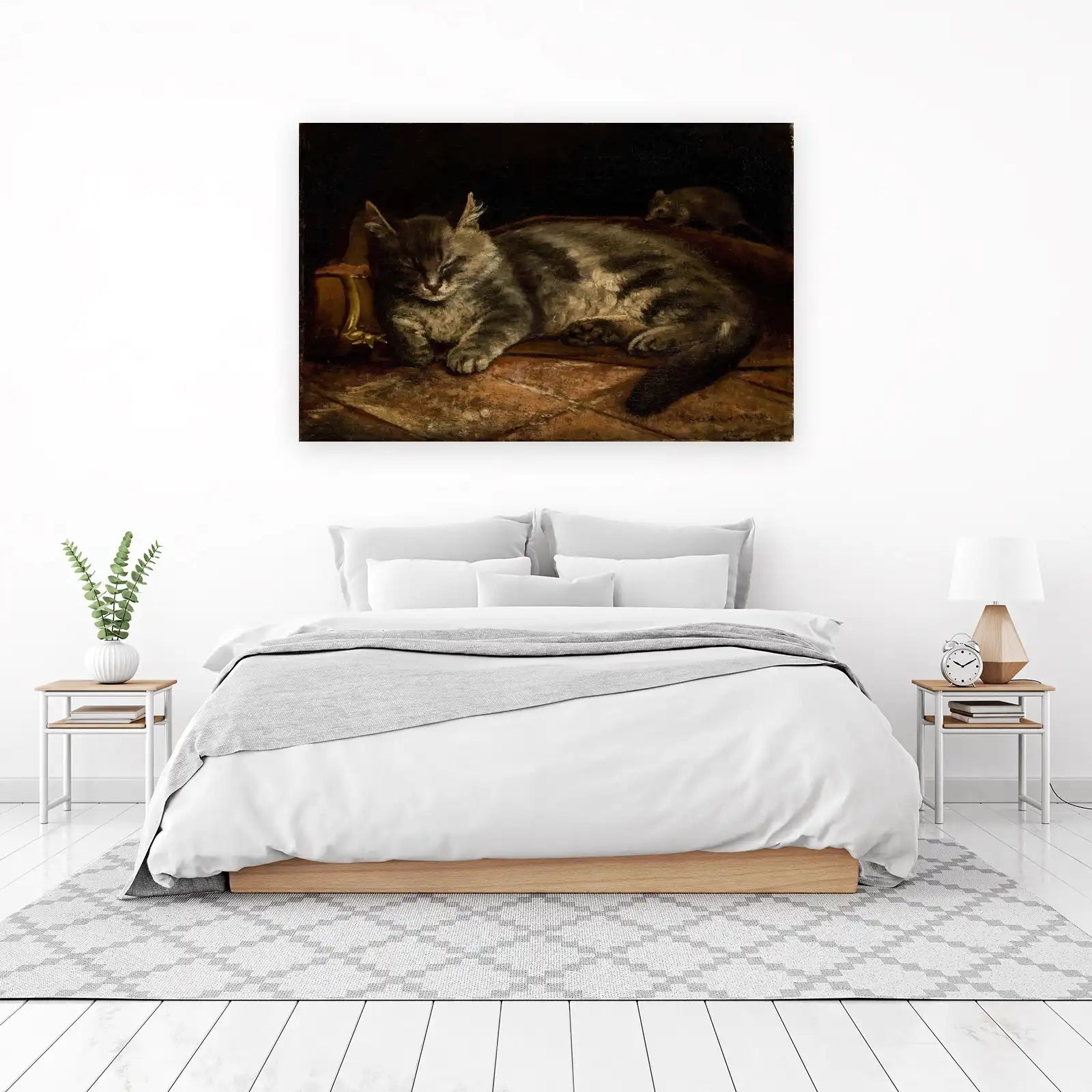 Serene Cat & Mouse Vintage Wall Art Wall Art