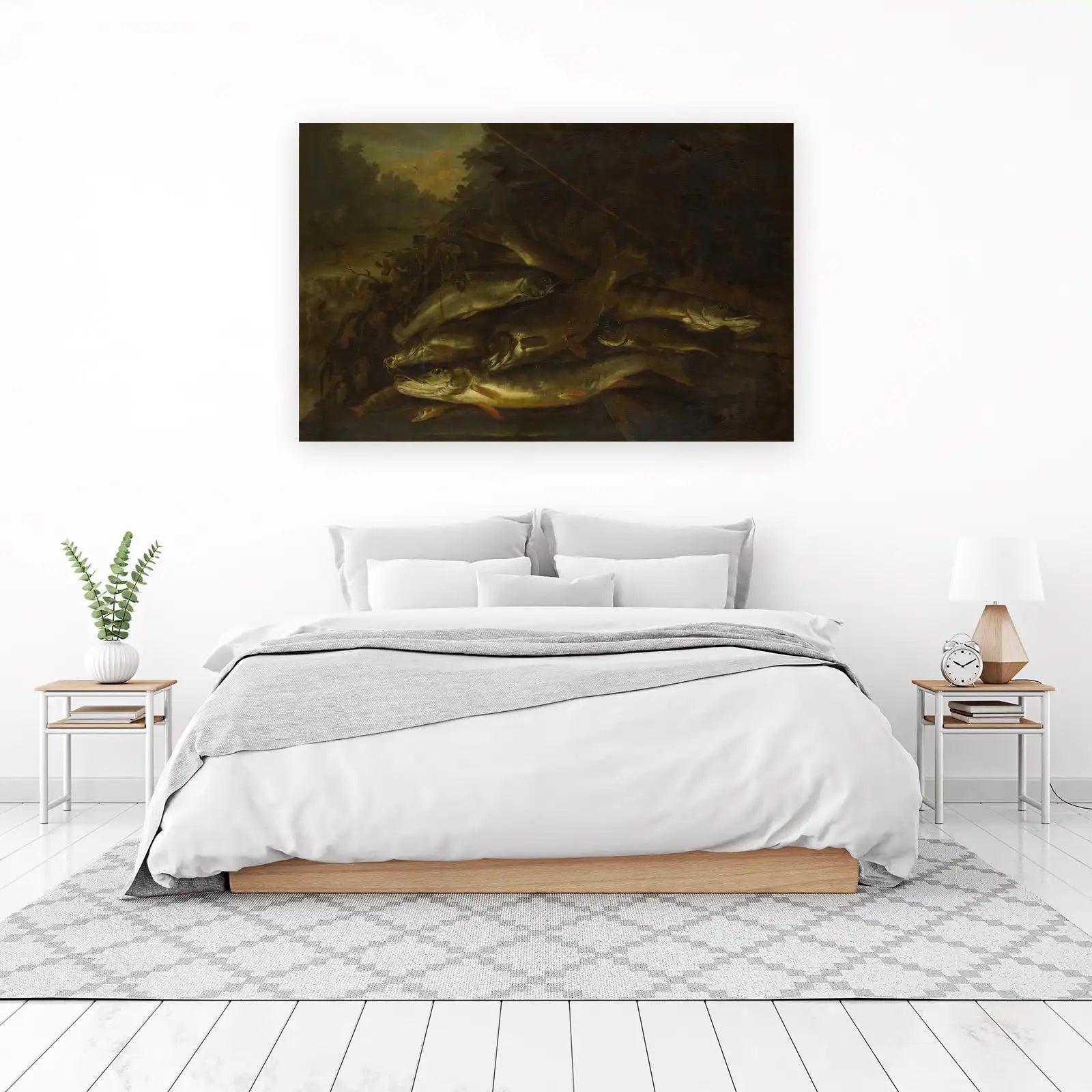 Vintage Still Life Fish & Rod Wall Art