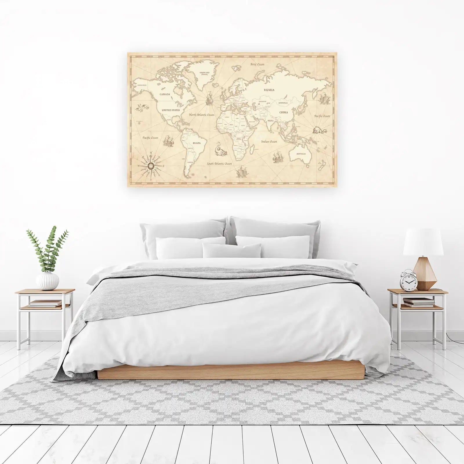 Vintage World Map Exploration Wall Art