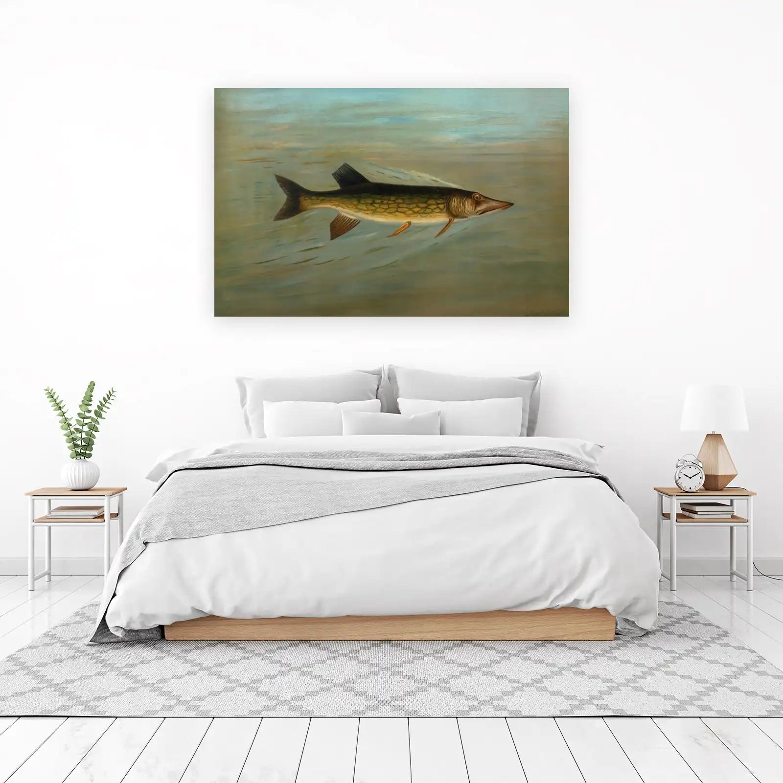 Pike in Water Vintage Fish Art Wall Art