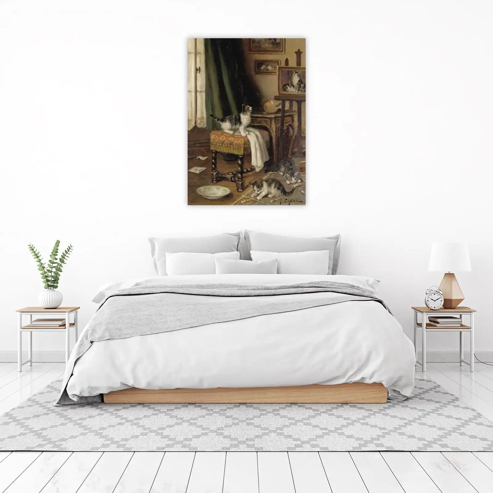 Kittens in Artist Studio Oil Painting Wall Art
