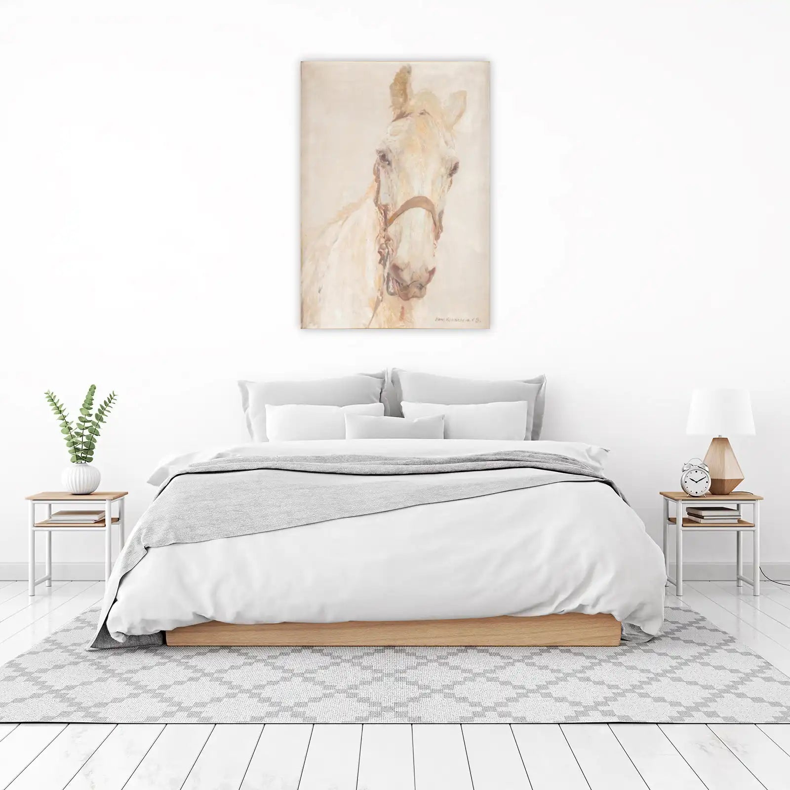 Serene White Horse Portrait Wall Art