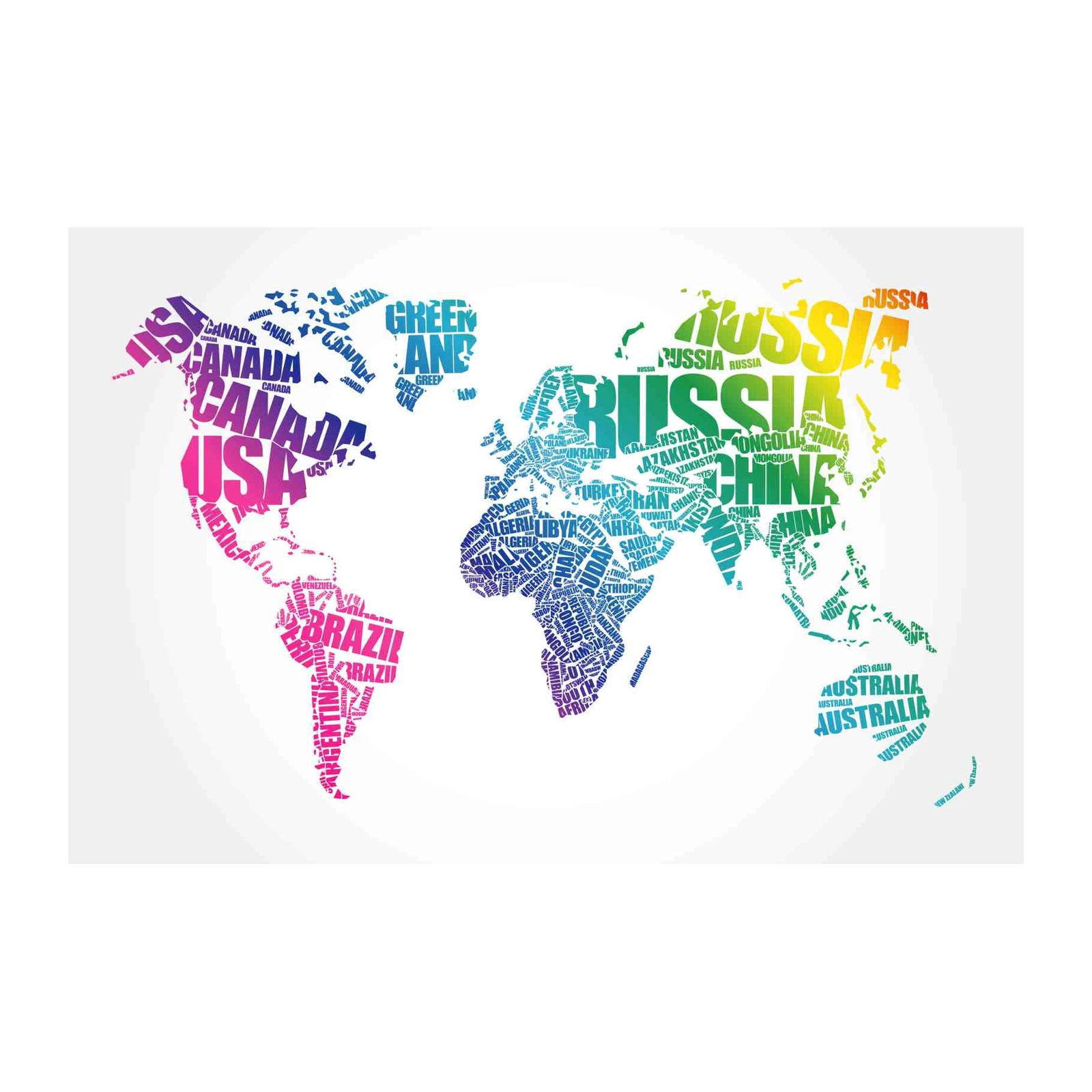 Colorful Word Art World Map Wall Art