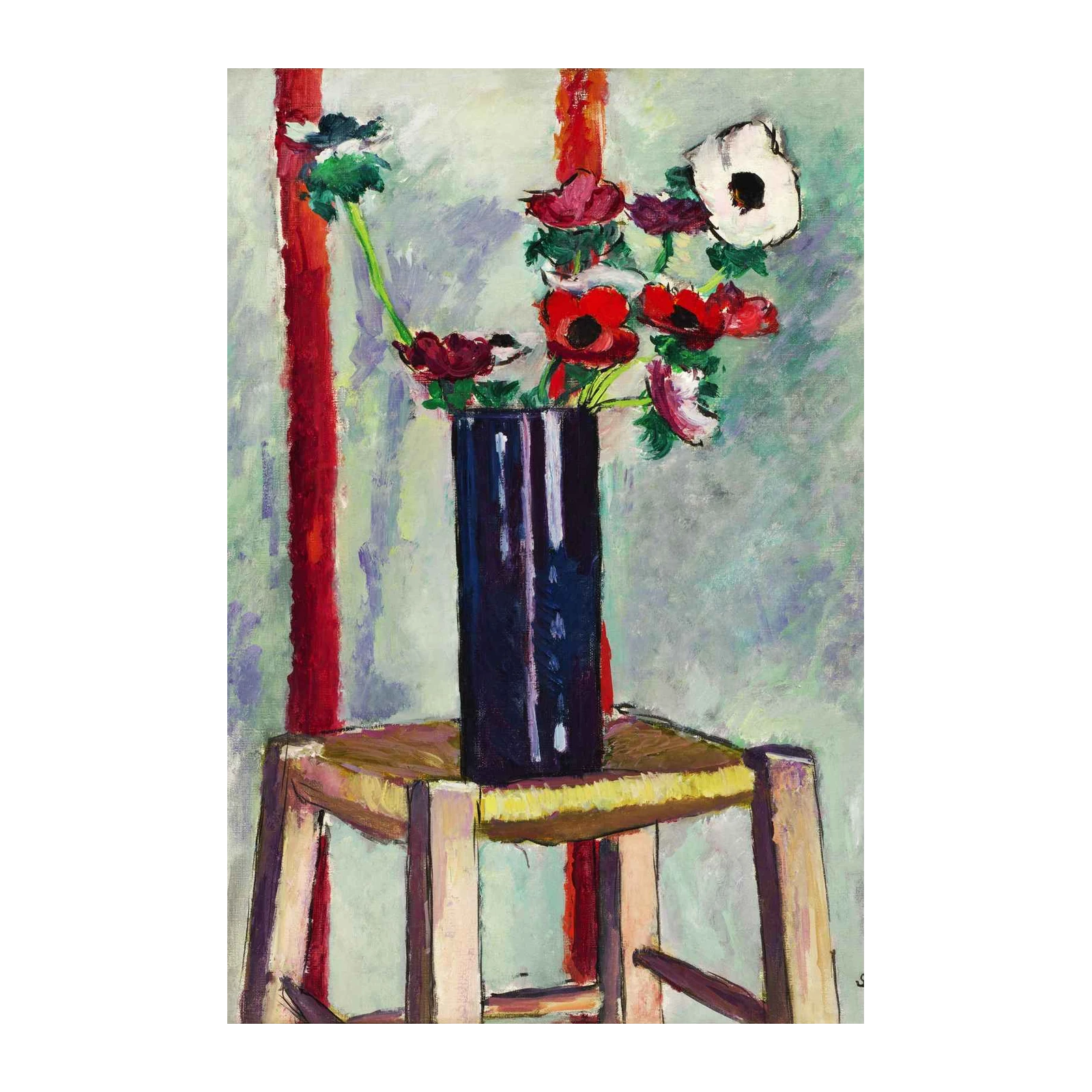 Vibrant Floral Still Life Red Anemone Wall Art