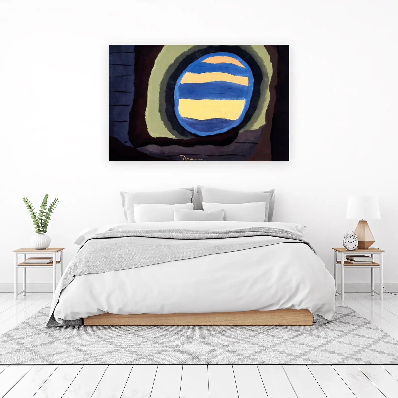 Abstract Blue Yellow Orb Wall Art