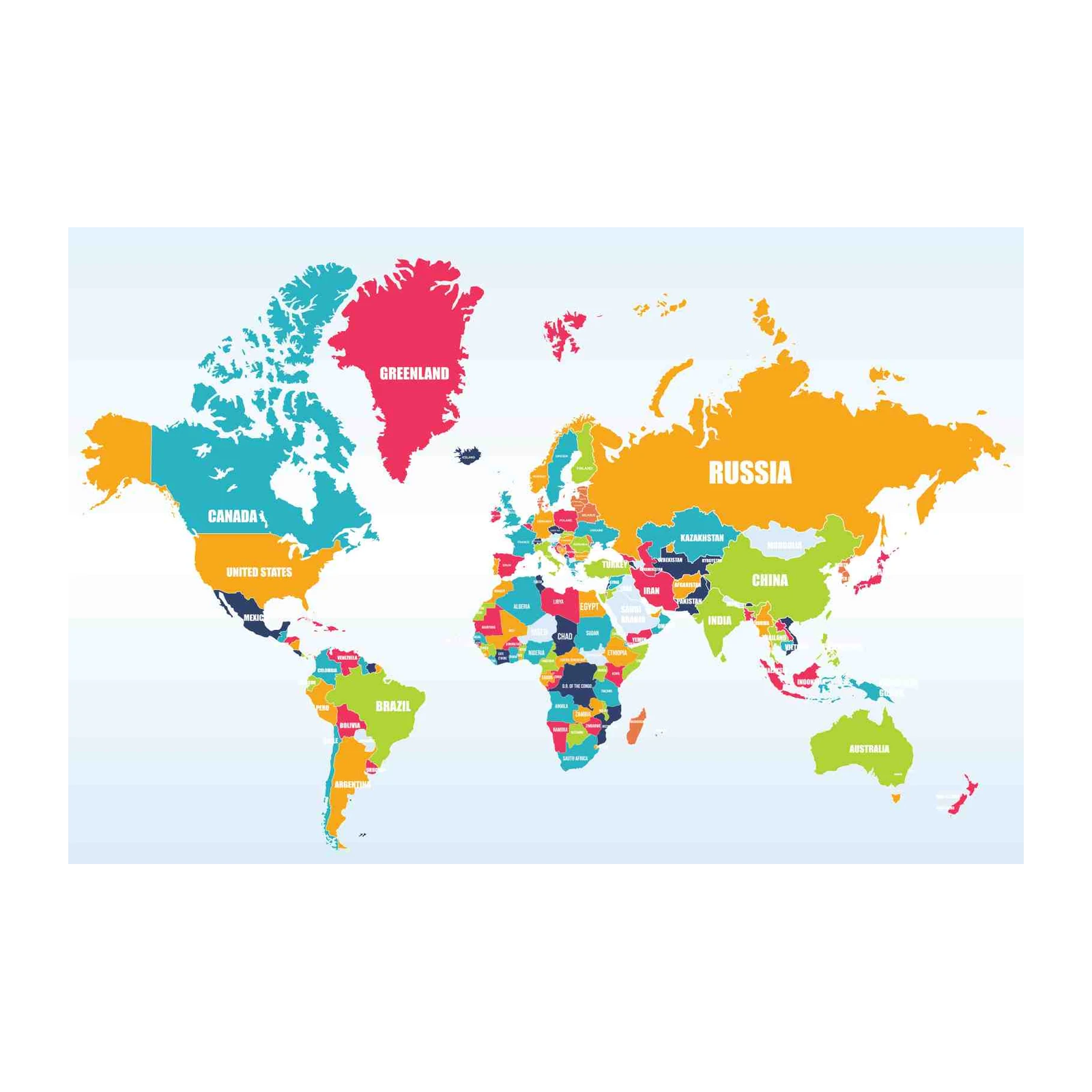 Colorful World Map Wall Art for Home Decor