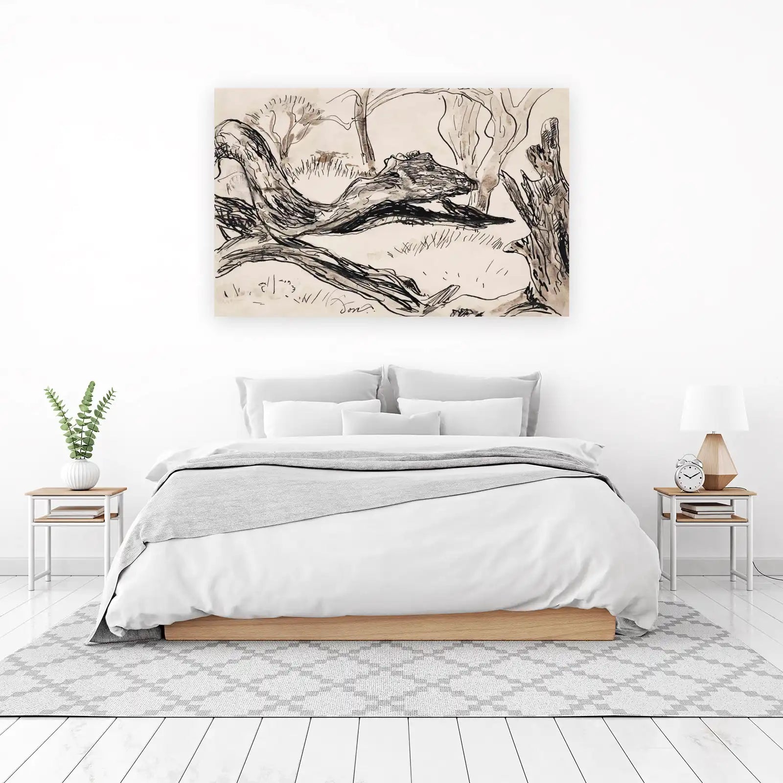 Abstract Forest Scene Sketch Wall Art