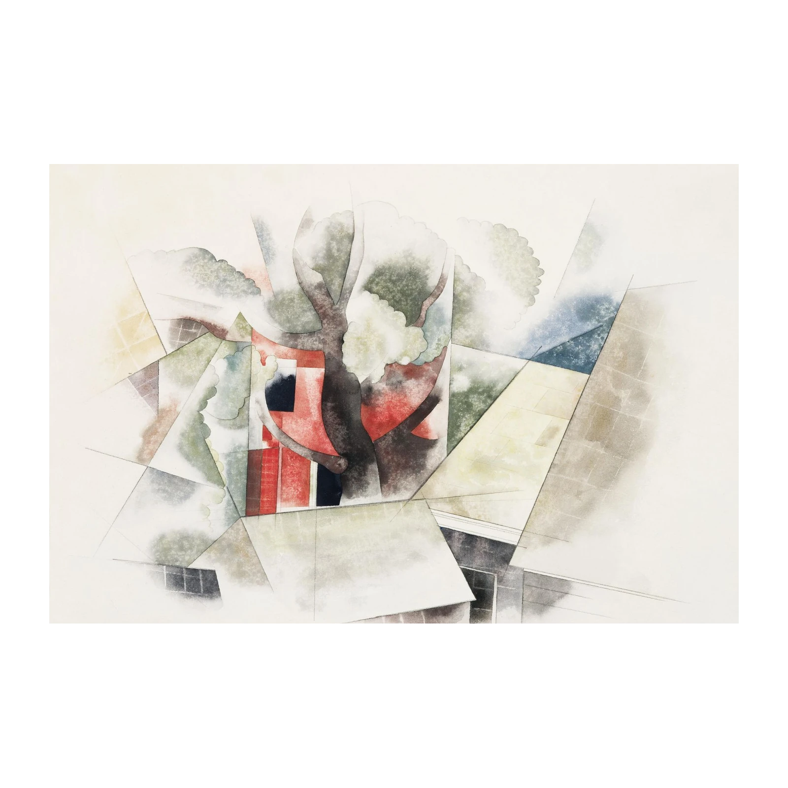 Cubist Landscape Tree Art Wall Art